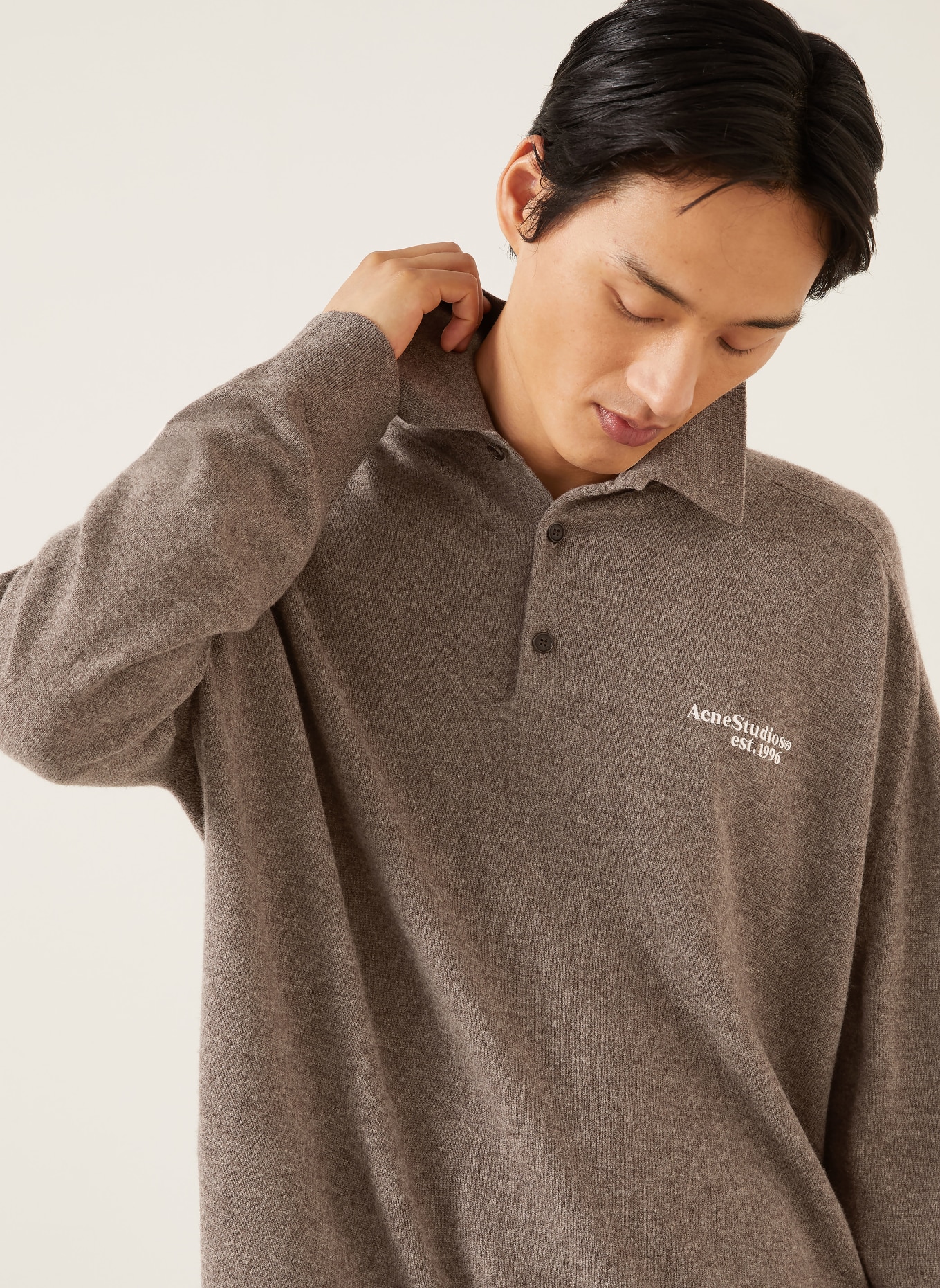Acne Studios Tricou polo din tricot: TAUPE