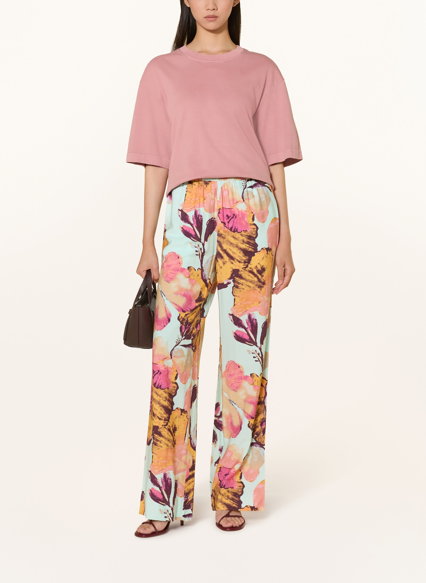 Y.A.S. Marlene-broek: ORANJE / DONKERPAARS / MINT