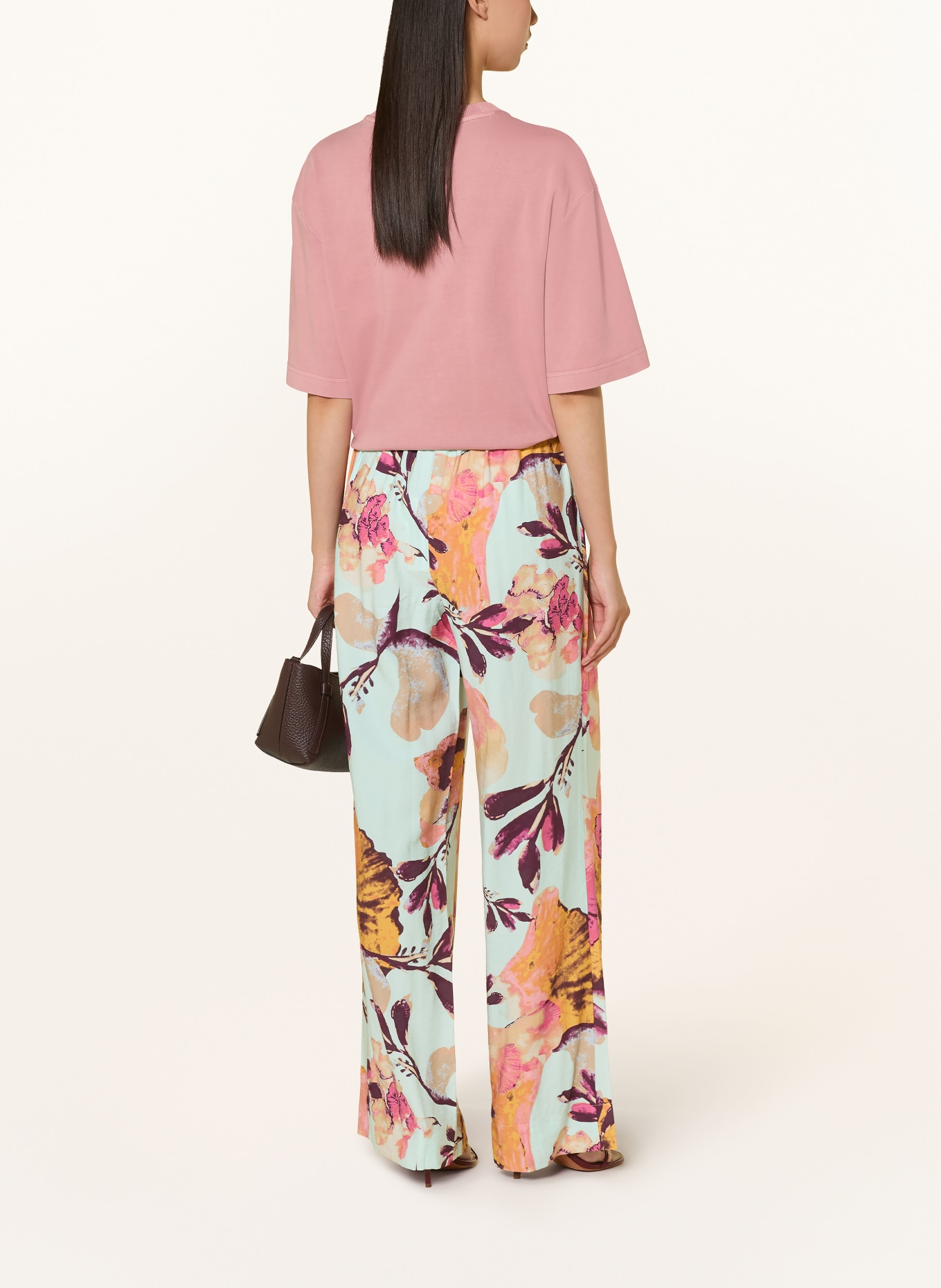Y.A.S. Marlene-broek: ORANJE / DONKERPAARS / MINT