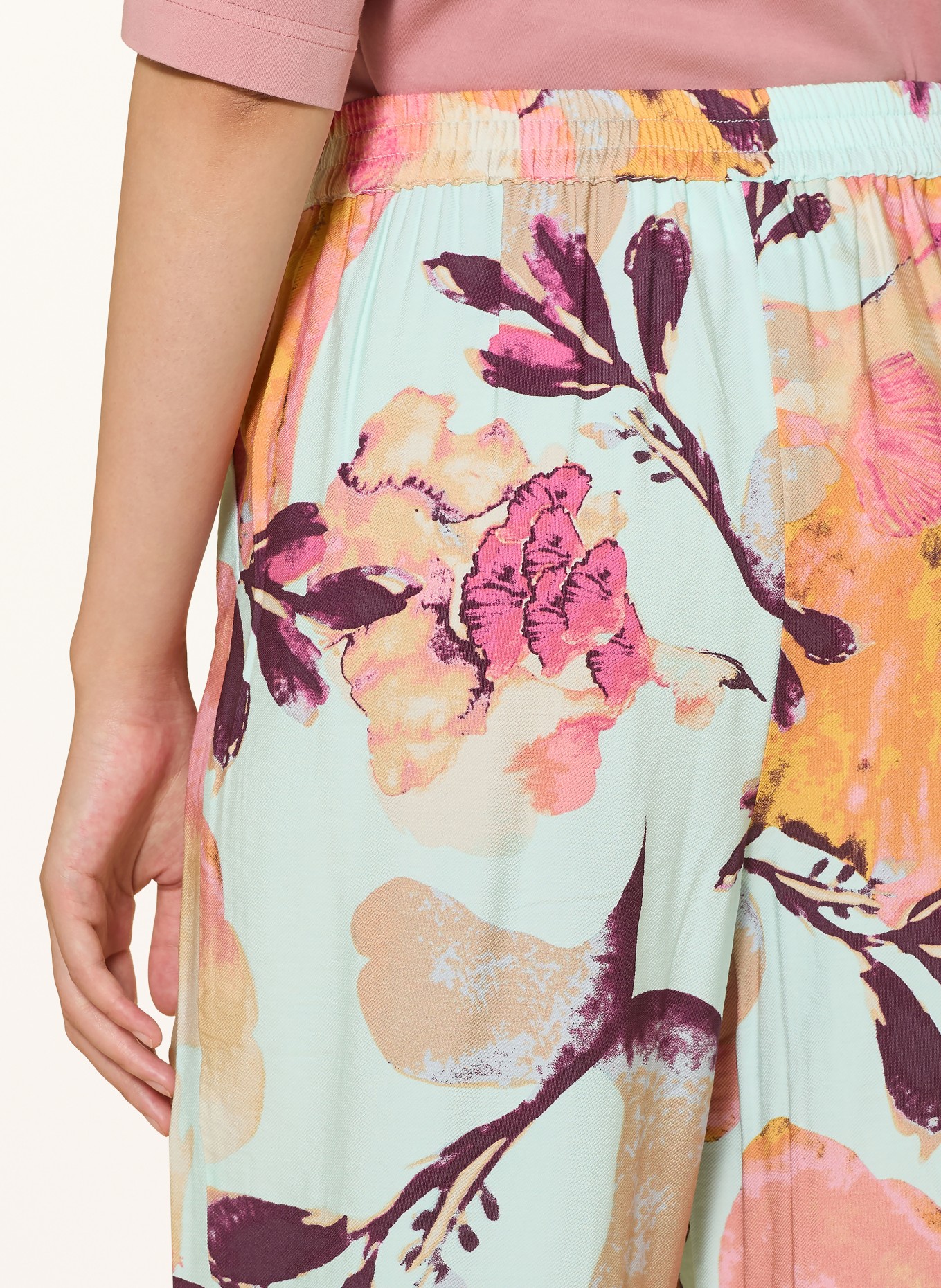 Y.A.S. Marlene-broek: ORANJE / DONKERPAARS / MINT
