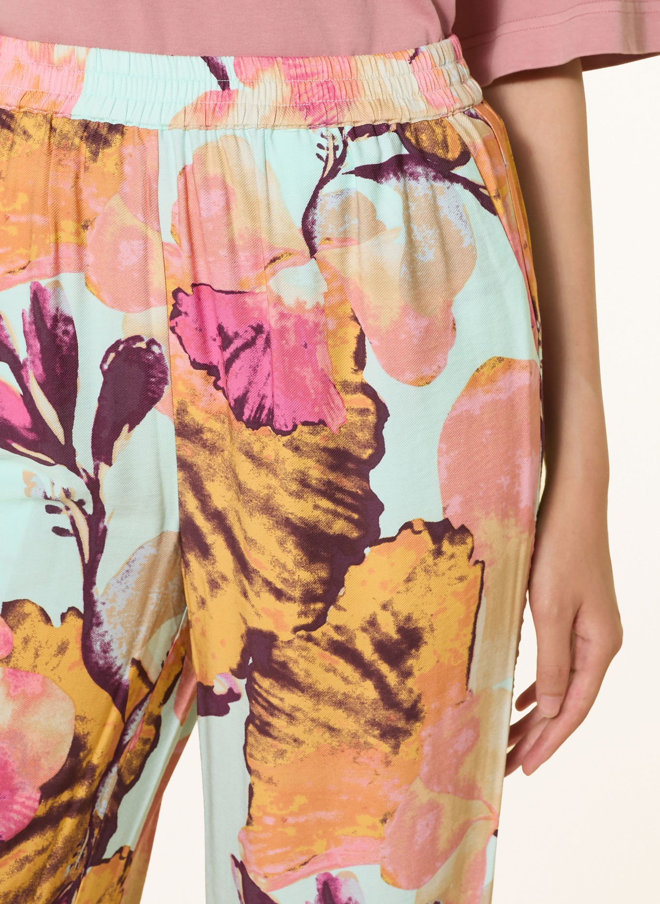 Y.A.S. Marlene-broek: ORANJE / DONKERPAARS / MINT