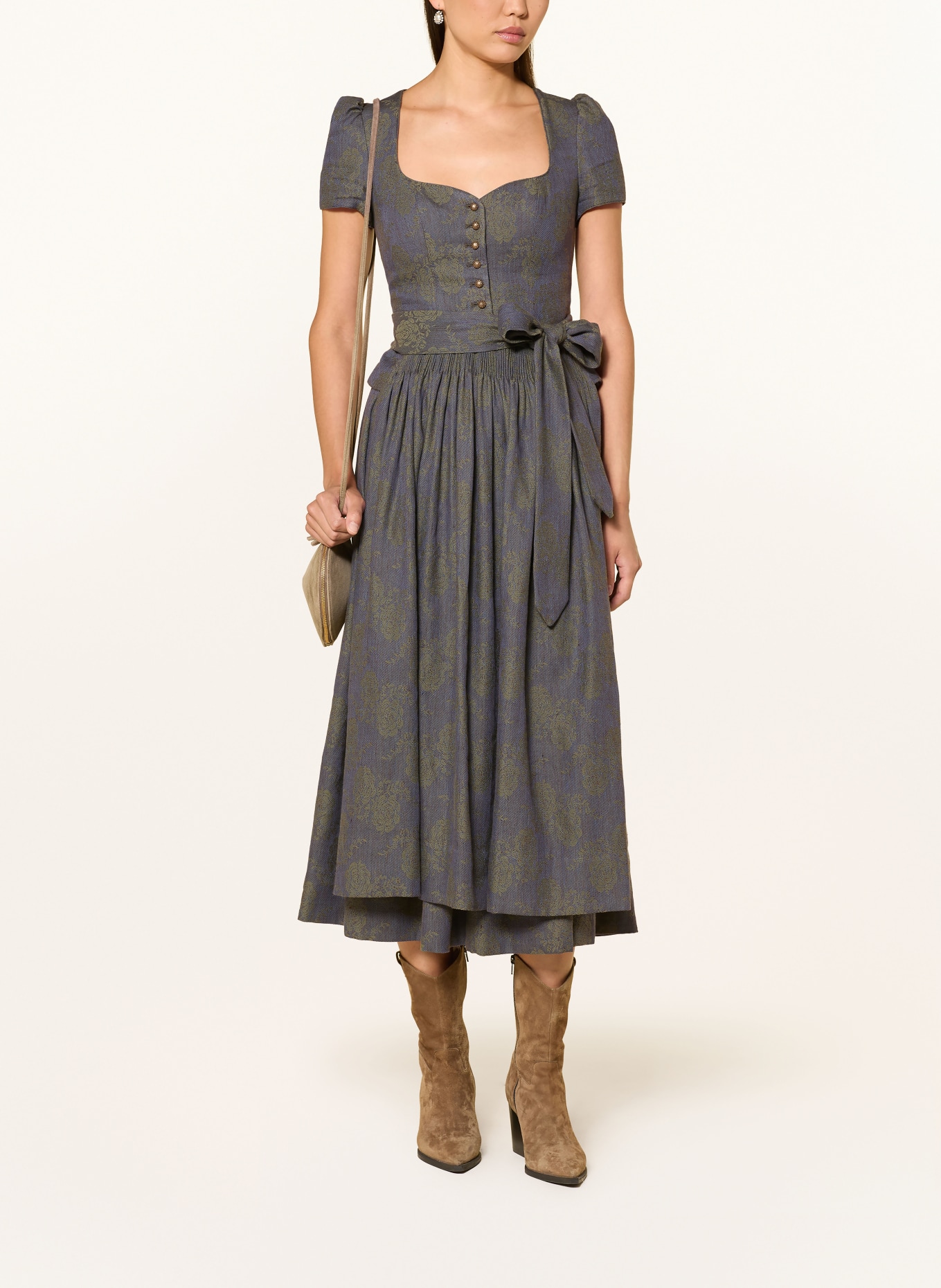 Gottseidank Traditional apron with linen: DARK BROWN / KHAKI / BLUE
