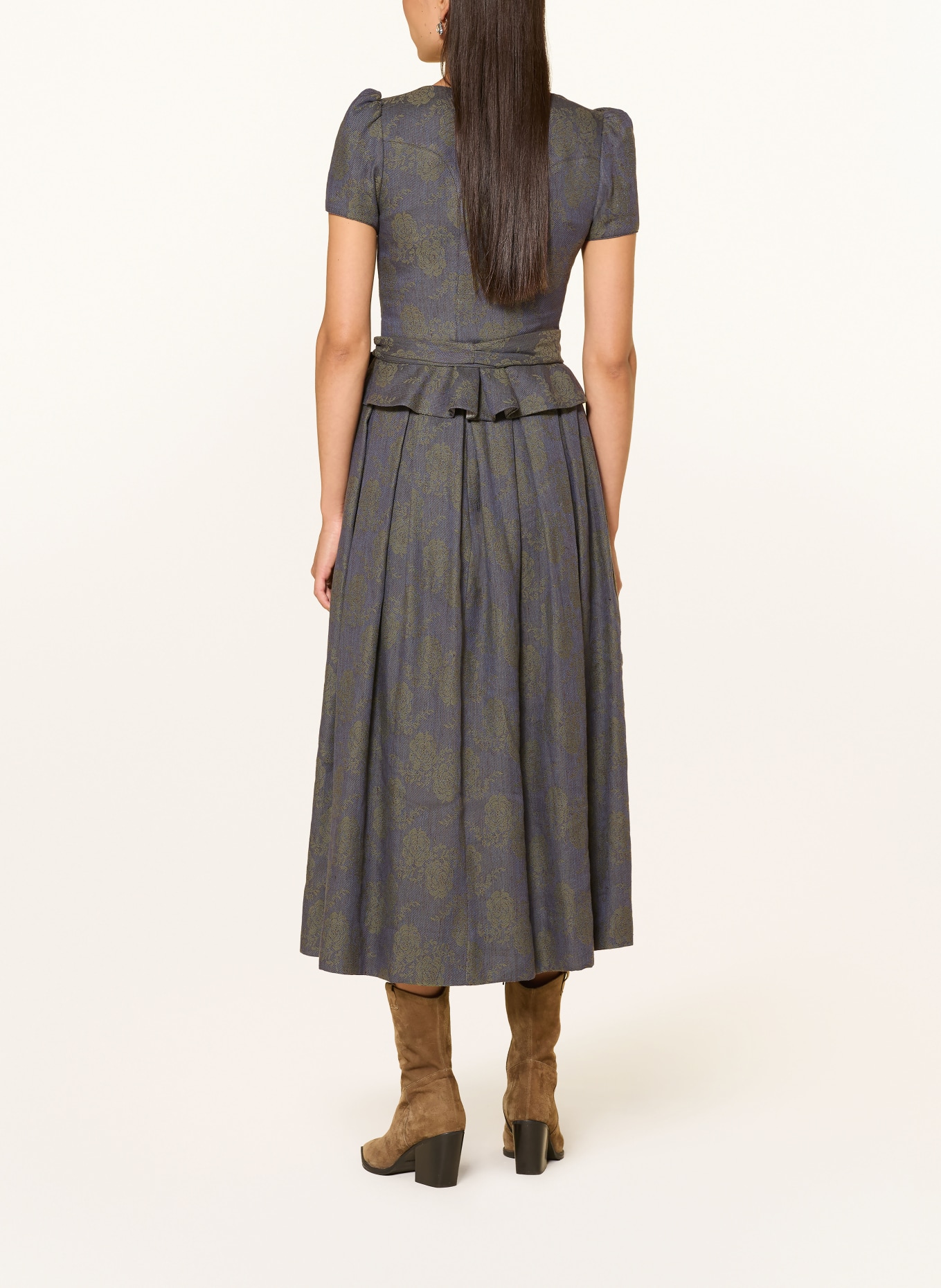 Gottseidank Traditional apron with linen: DARK BROWN / KHAKI / BLUE
