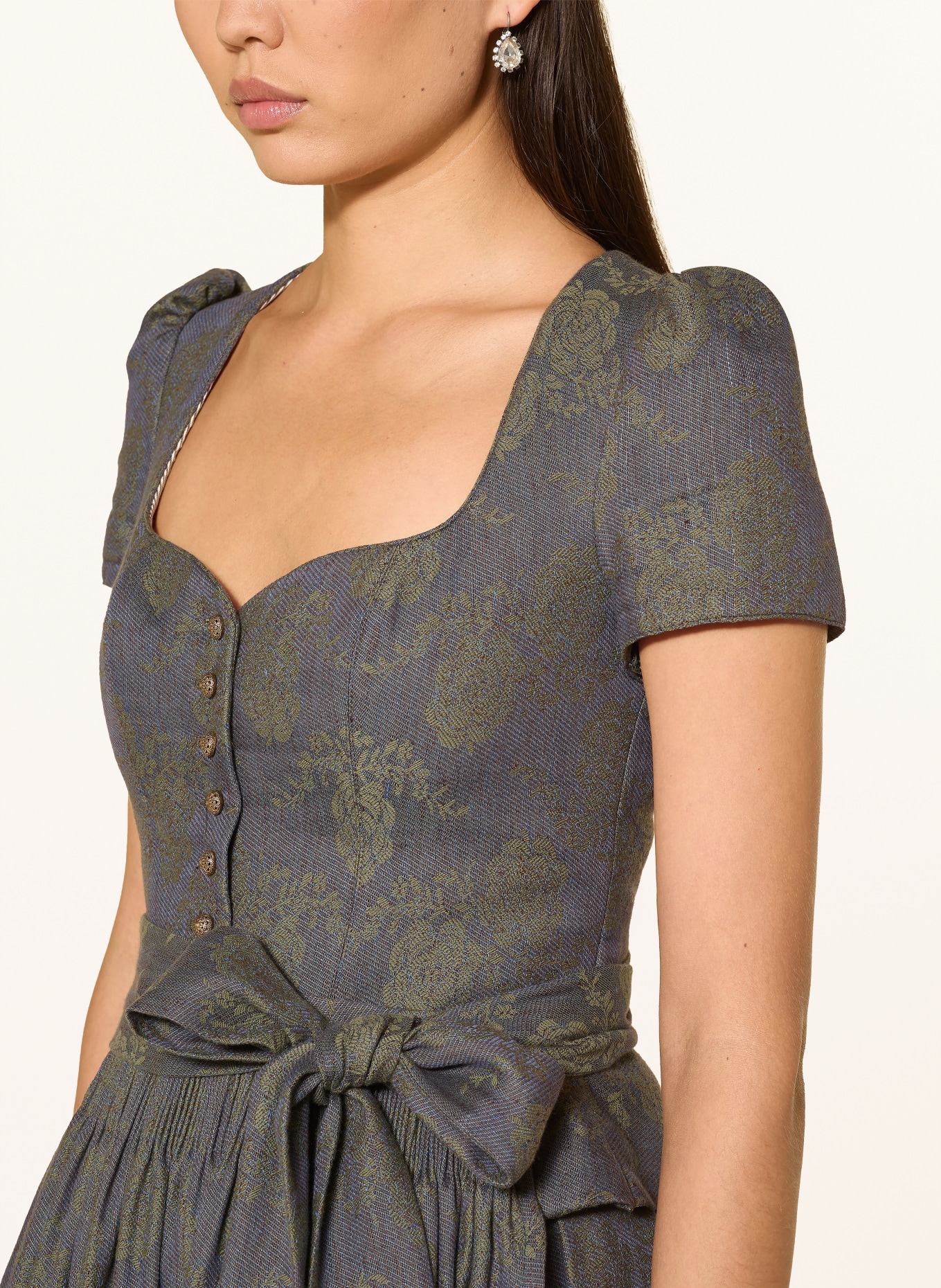 Gottseidank Traditional apron with linen: DARK BROWN / KHAKI / BLUE