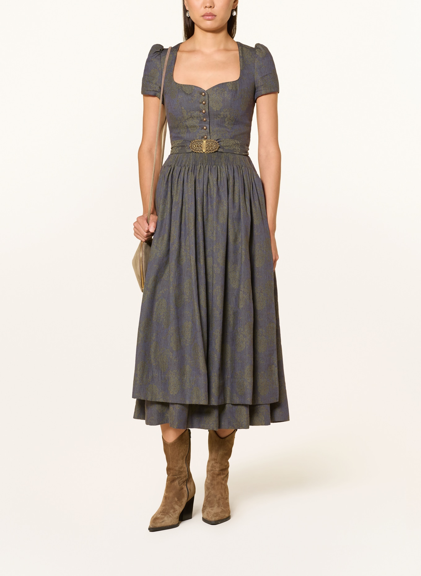 Gottseidank Traditional apron with linen: DARK BROWN / KHAKI / BLUE