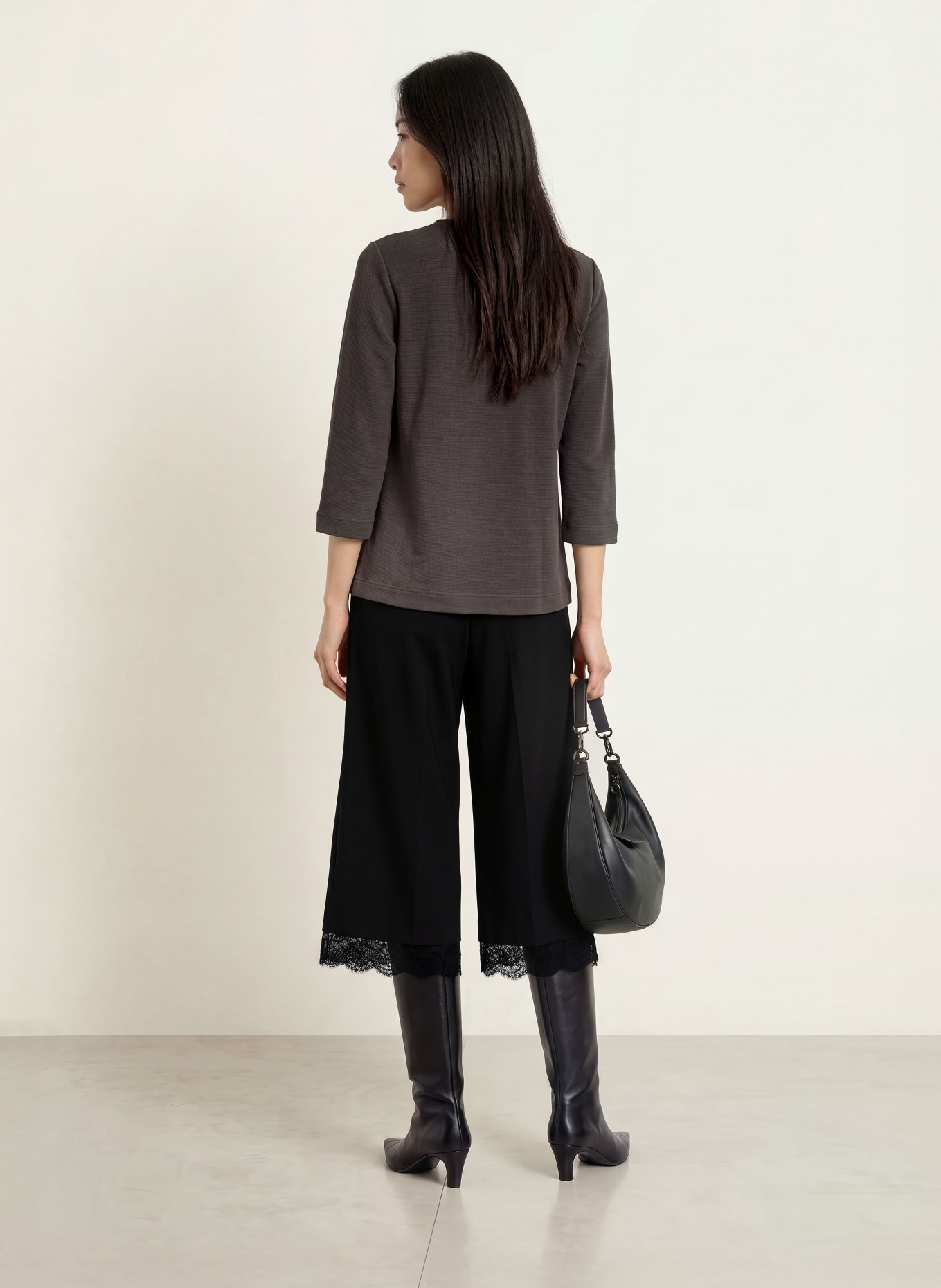 ZAÍDA Shirt with 3/4-length sleeves: DARK BROWN