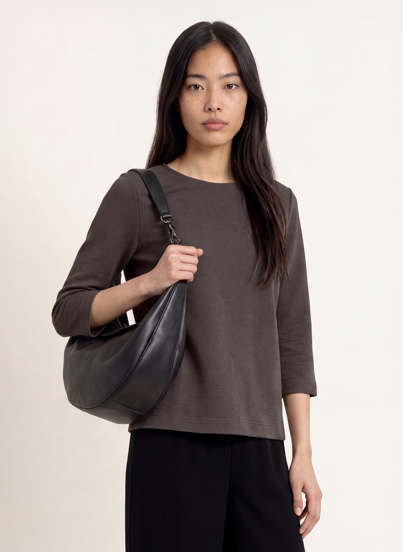 ZAÍDA Shirt with 3/4-length sleeves: DARK BROWN