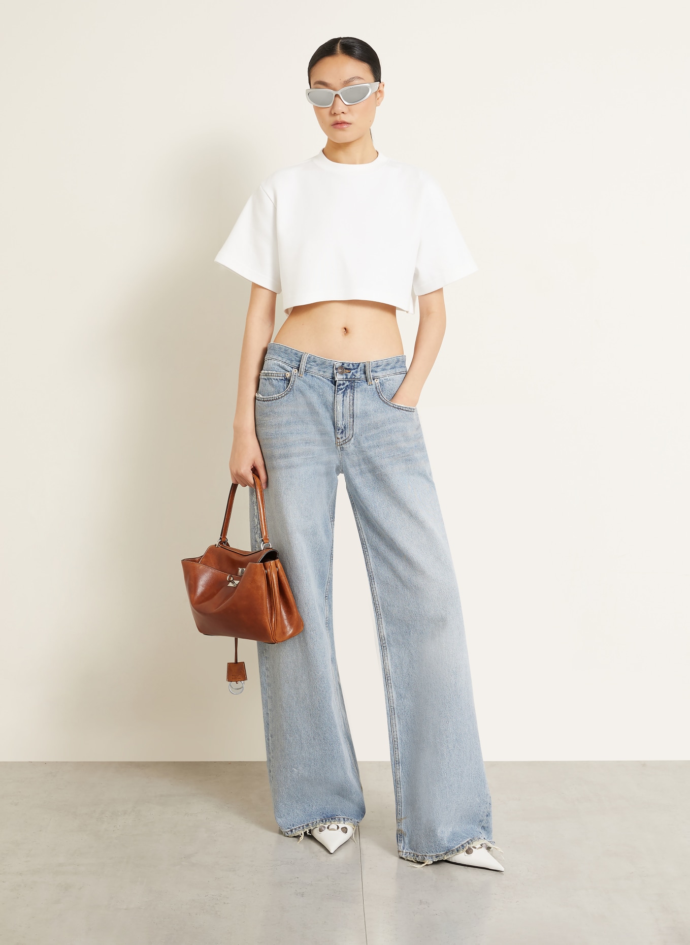 BALENCIAGA Schultertasche RODEO SMALL: BRAUN / SILBER