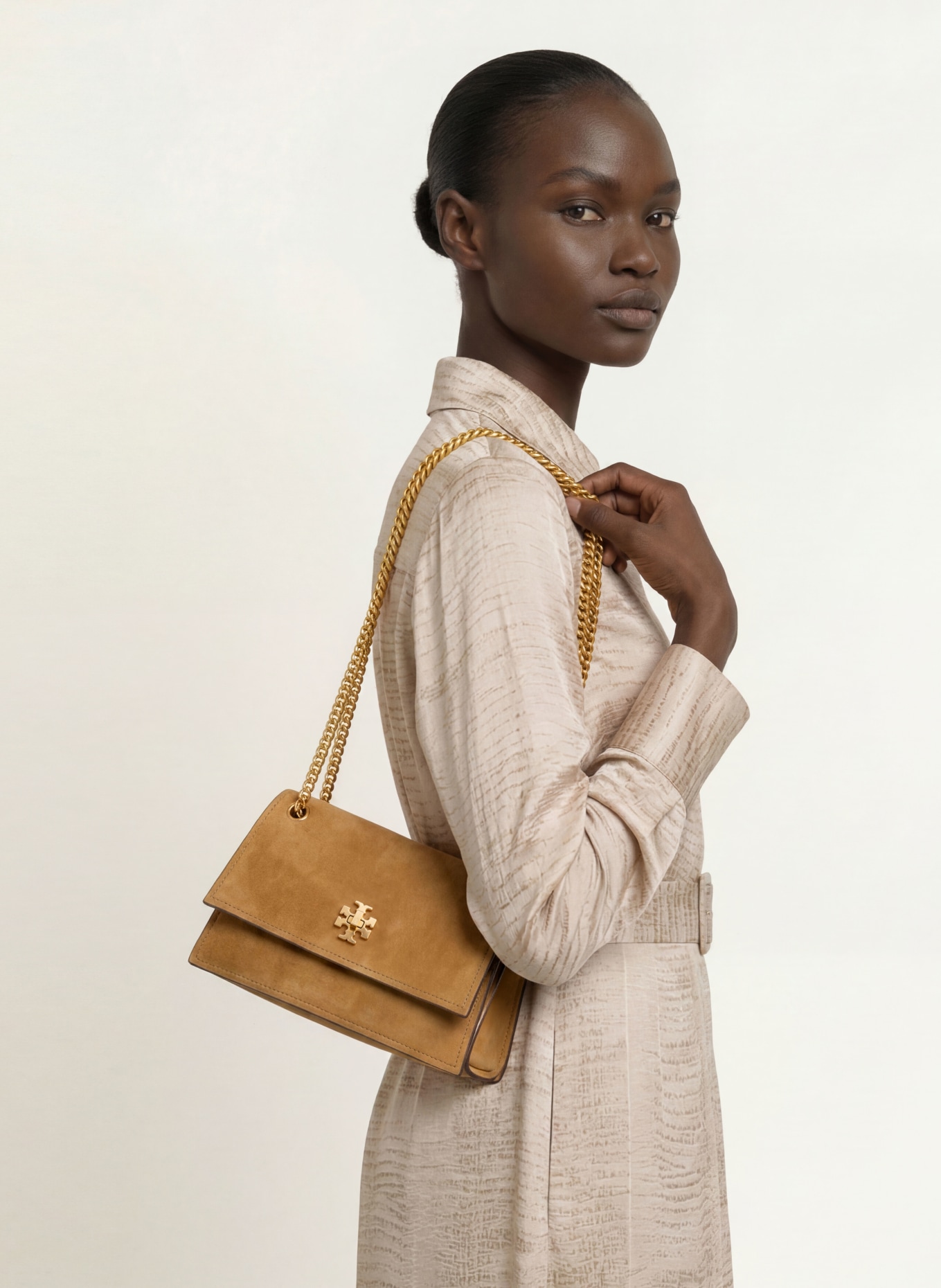 TORY BURCH KIRA handbag: COGNAC / GOLD