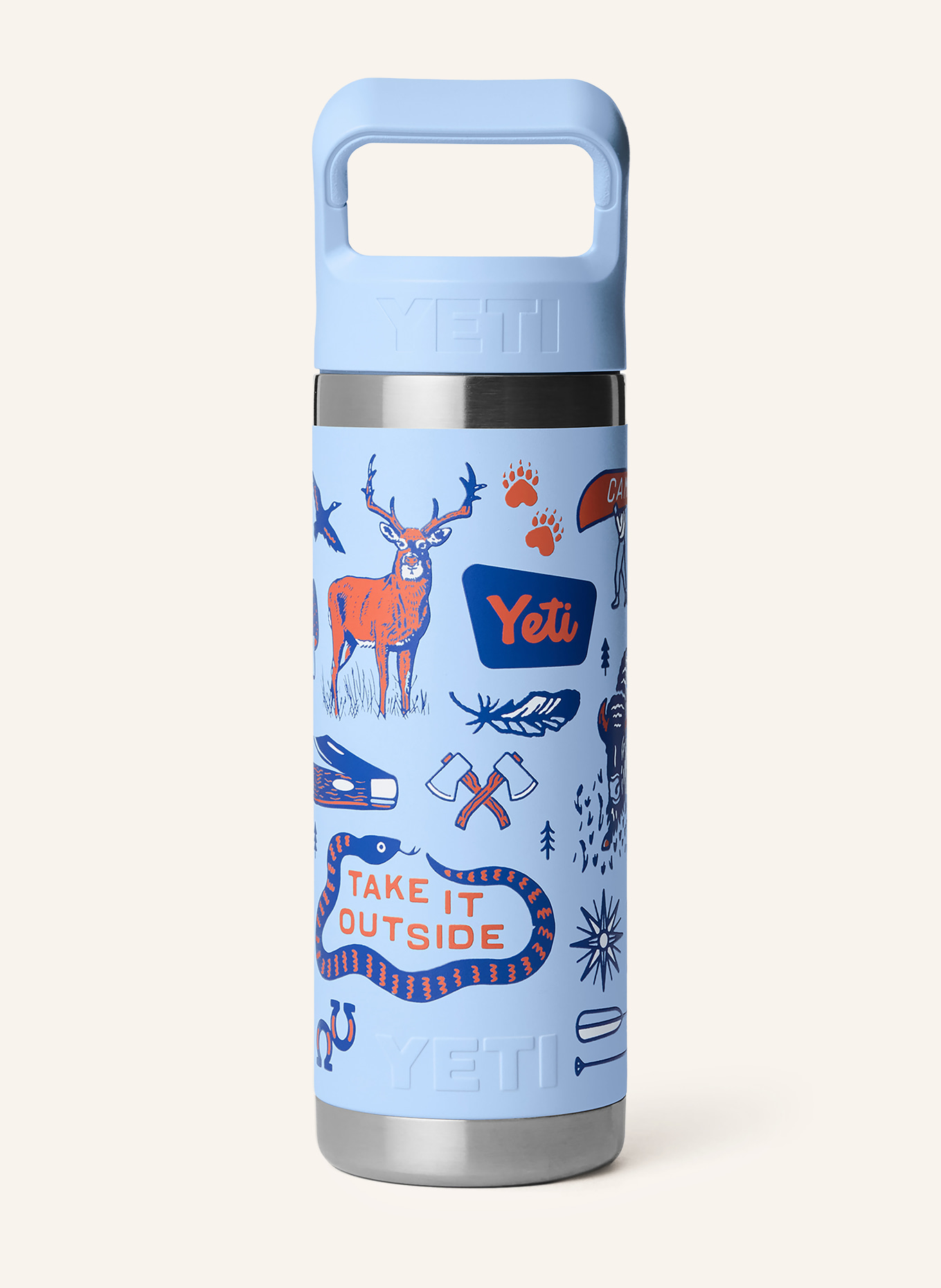 YETI Thermosfles RAMBLER®: LICHTBLAUW / ORANJE / DONKERBLAUW