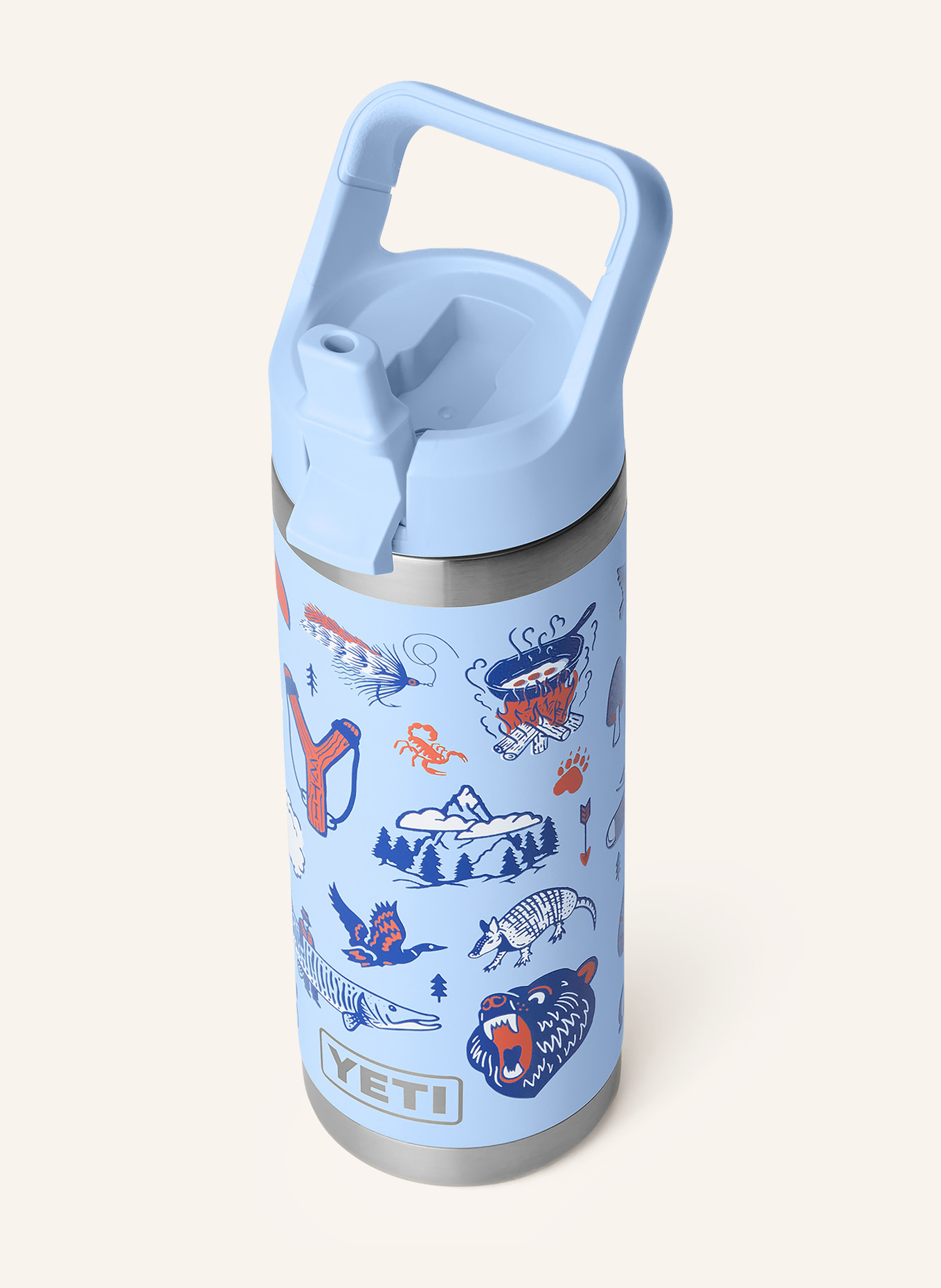 YETI Thermosfles RAMBLER®: LICHTBLAUW / ORANJE / DONKERBLAUW