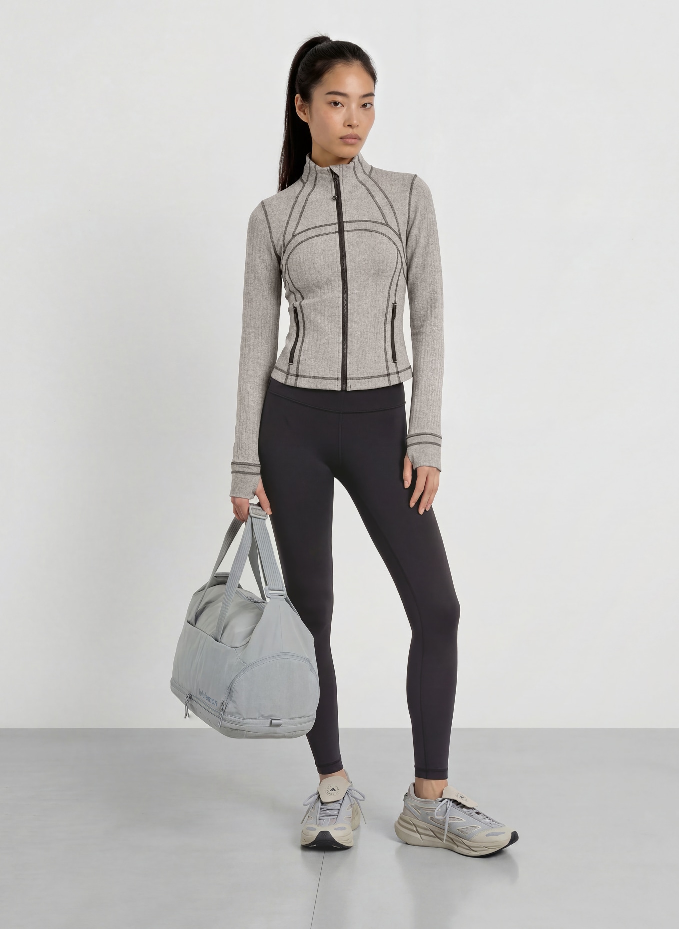lululemon Trainingsjacke DEFINE CROPPED: HELLGRAU / DUNKELGRAU