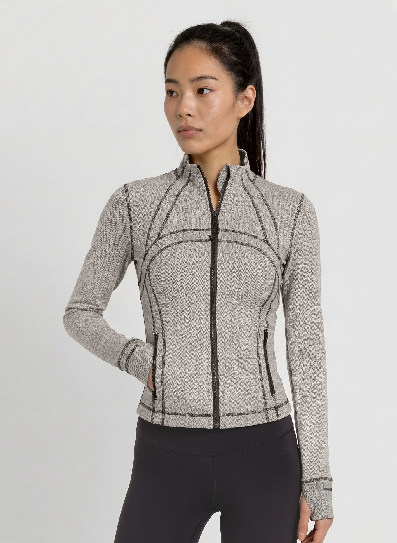 lululemon Trainingsjacke DEFINE CROPPED: HELLGRAU / DUNKELGRAU