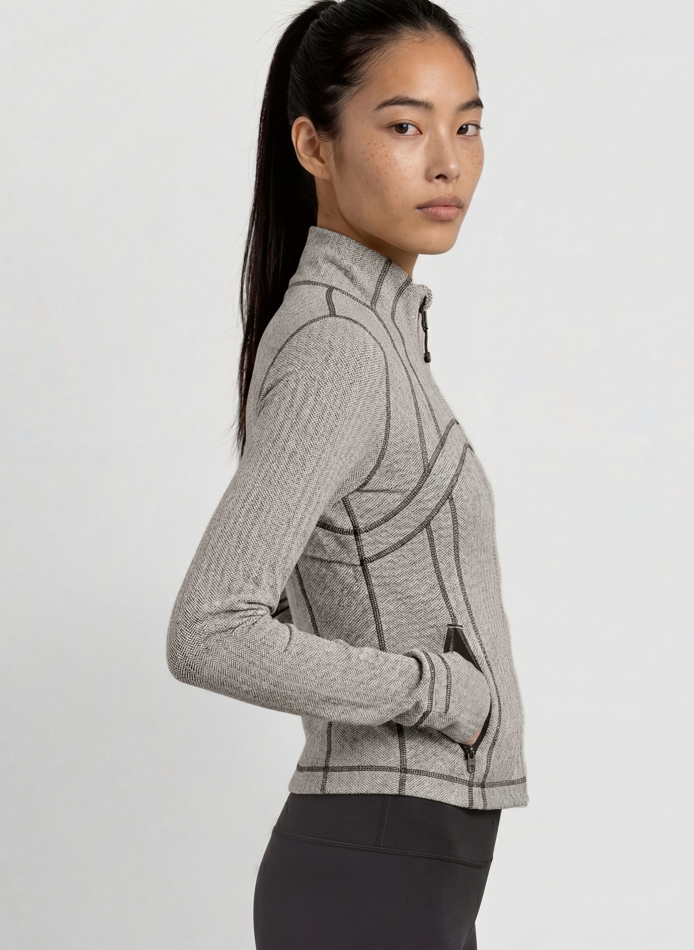 lululemon Trainingsjacke DEFINE CROPPED: HELLGRAU / DUNKELGRAU