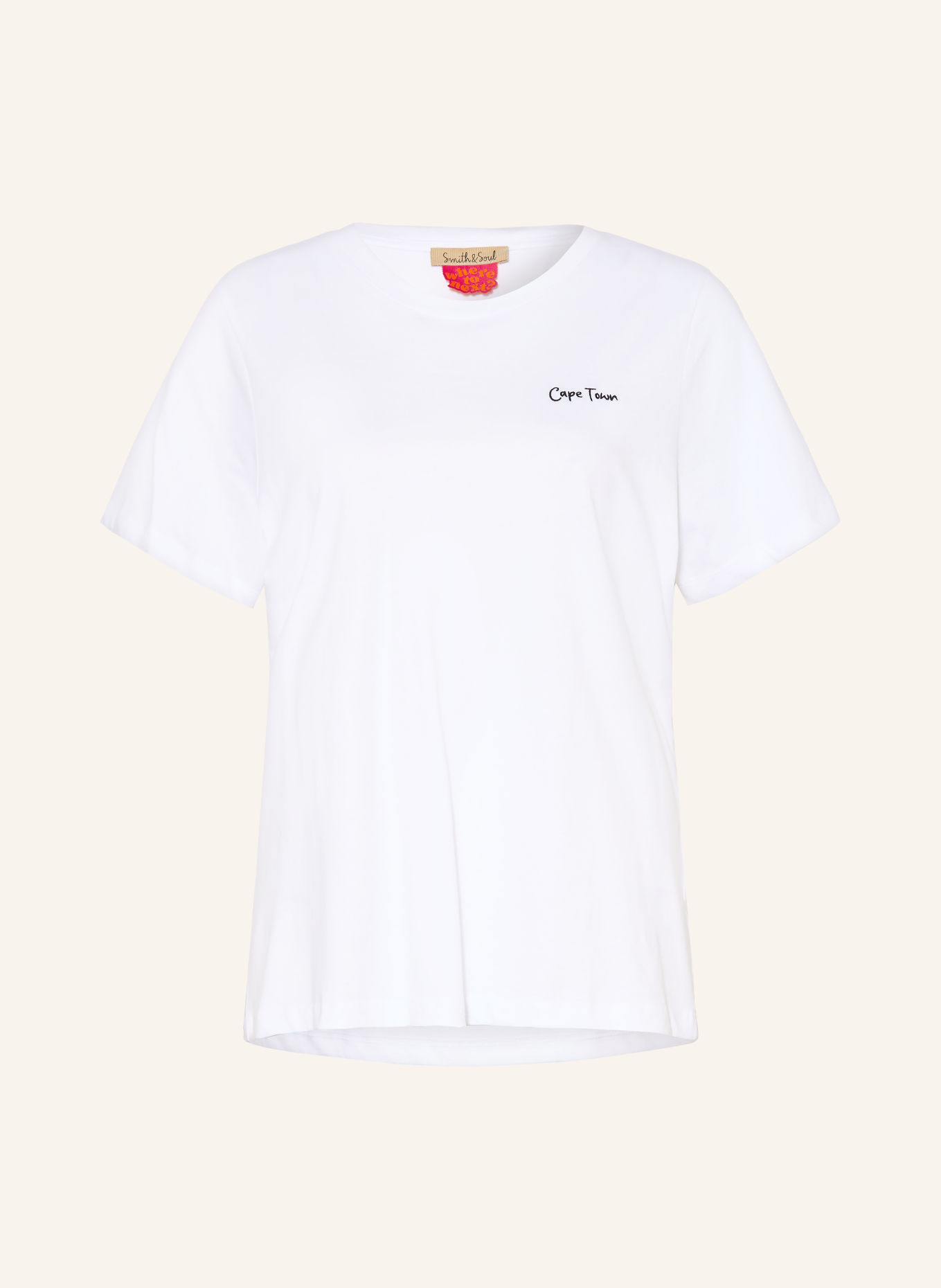 Smith & Soul T-Shirt: WEISS / BEIGE / PINK