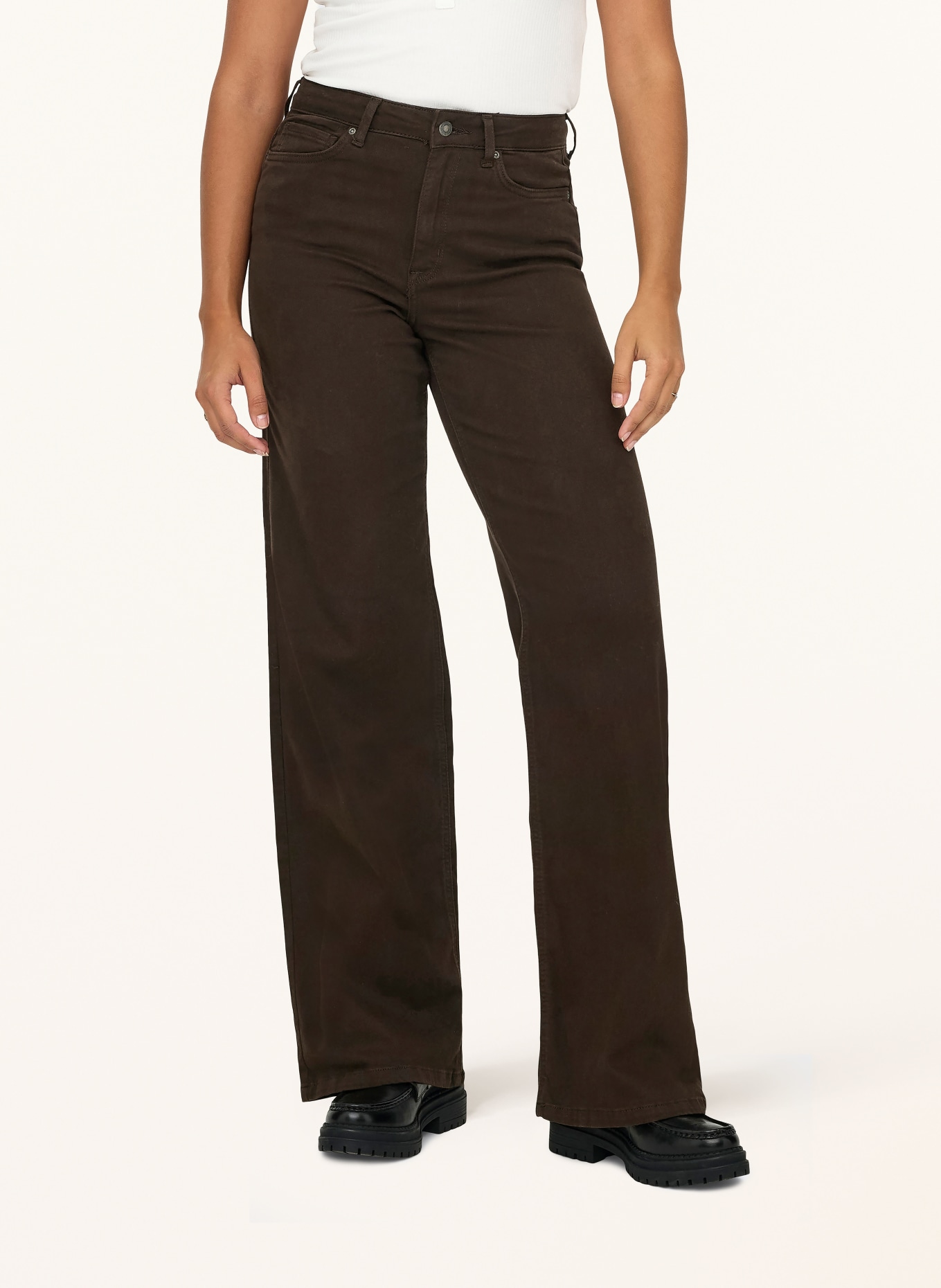 ONLY Wide Leg Jeans: Dark Brown Denim