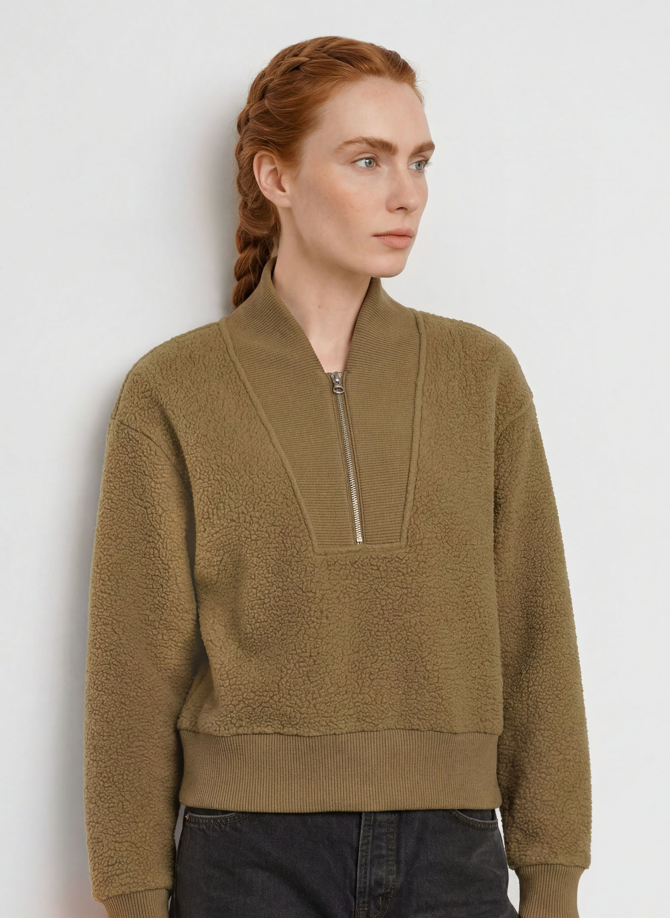 VARLEY MUMFORD fleece pullover: OLIVE