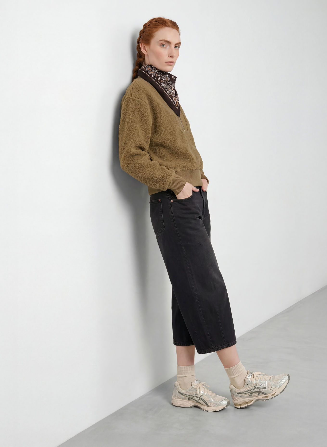 VARLEY MUMFORD fleece pullover: OLIVE