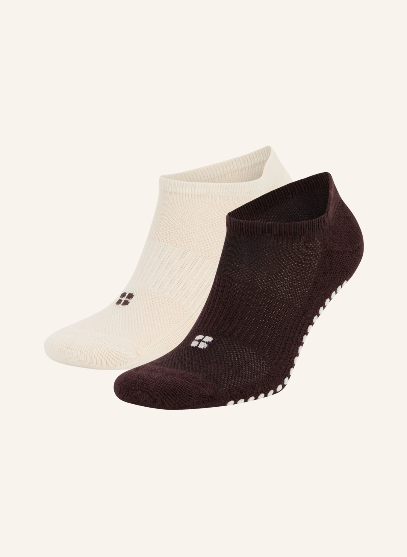 Sweaty Betty 2-pack yoga- och pilatesstrumpor REFORMER TRAINER GRIPPER: ECRU / MÖRKBRUN
