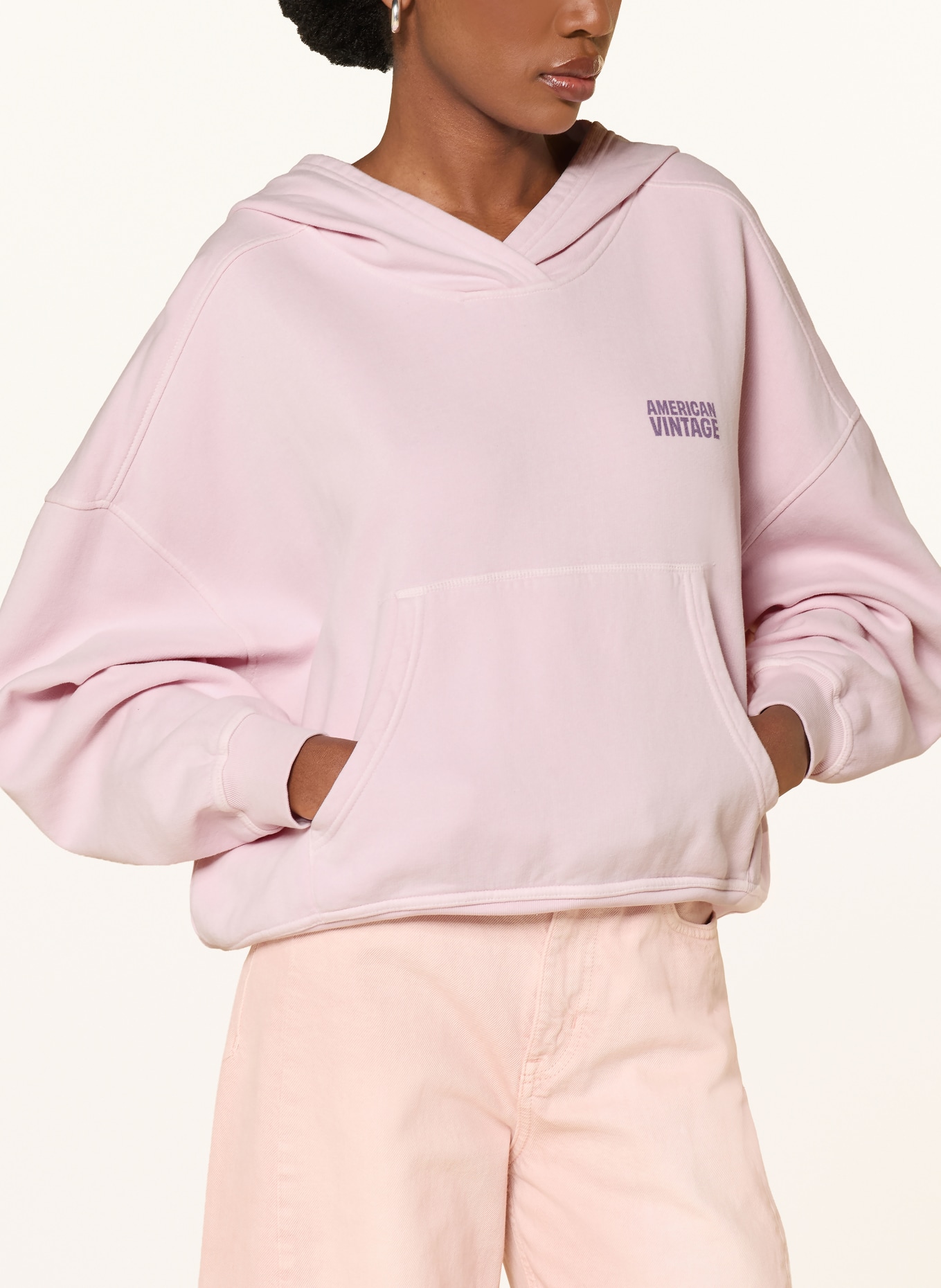 American Vintage Bluza z kapturem PLIZZY: JASNORÓŻOWY