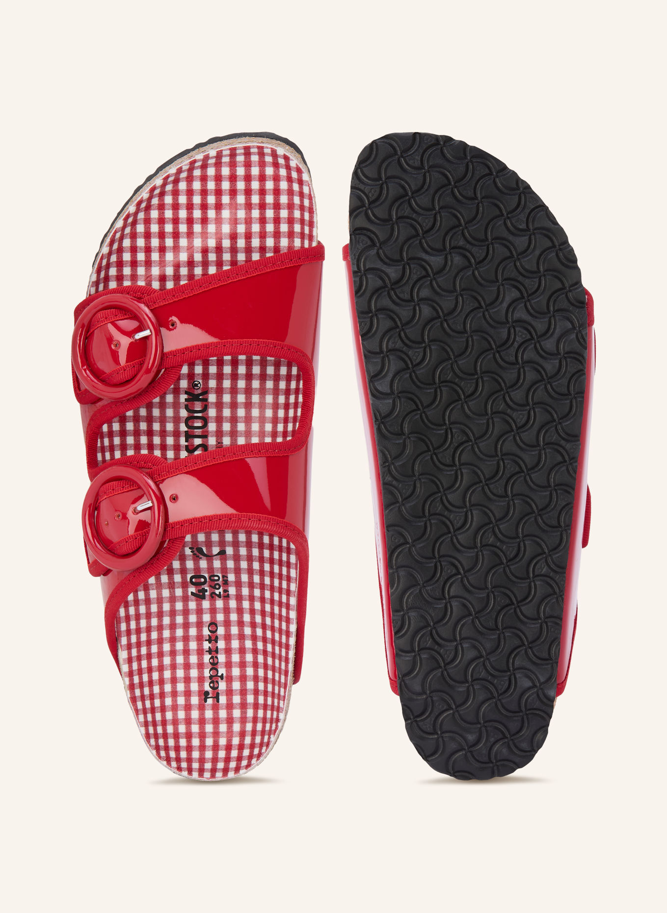 1774 BIRKENSTOCK Sandales ouvertes REPETTO ARIZONA ROUND BUCKLE: ROUGE