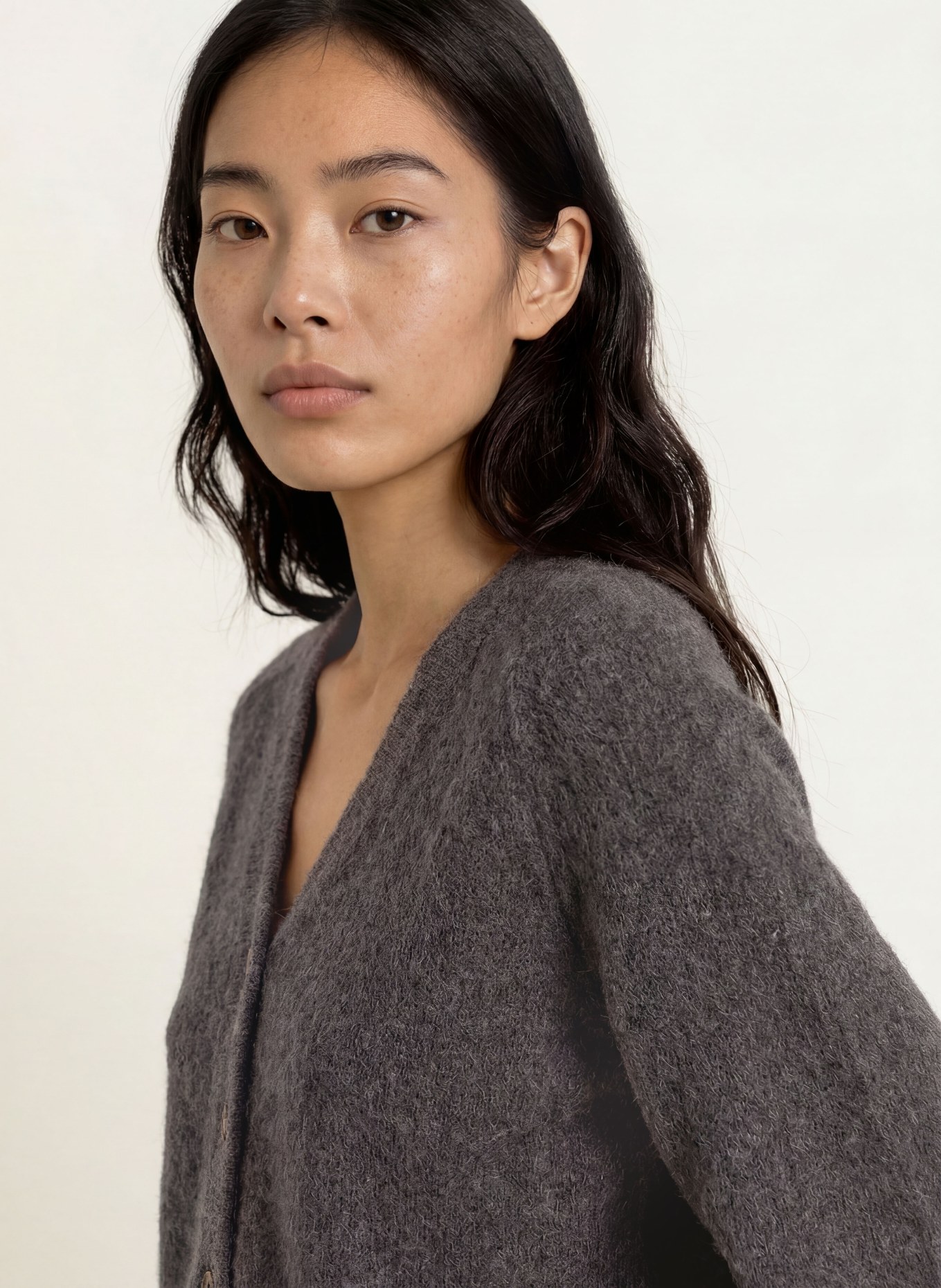 MOS MOSH Cardigan MMTHORA LIZET cu alpaca: GRI ÎNCHIS