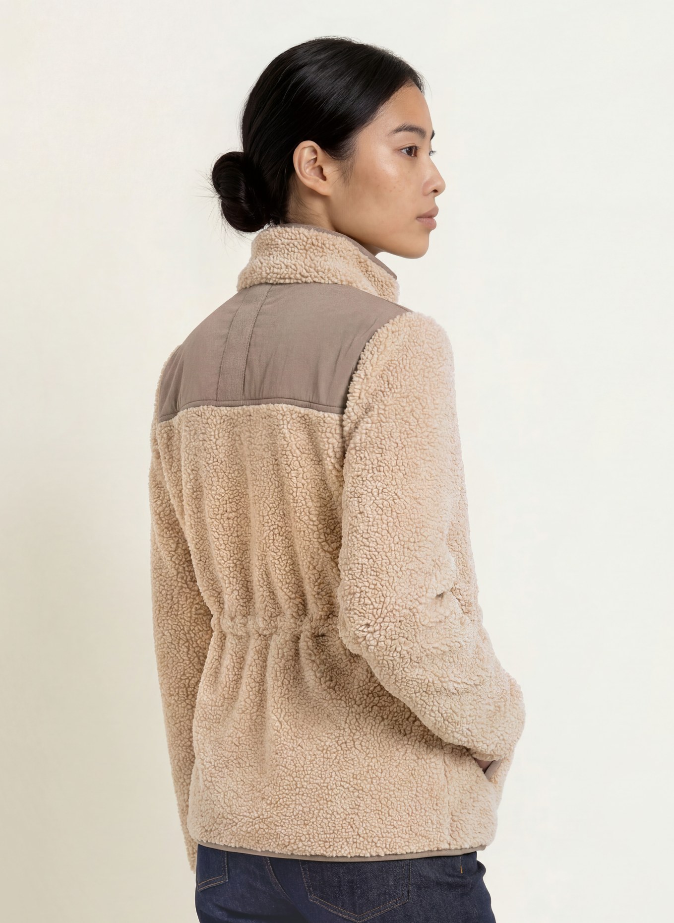 MOS MOSH Teddy Fur Jacket MMELISA ELI: BEIGE / TAUPE