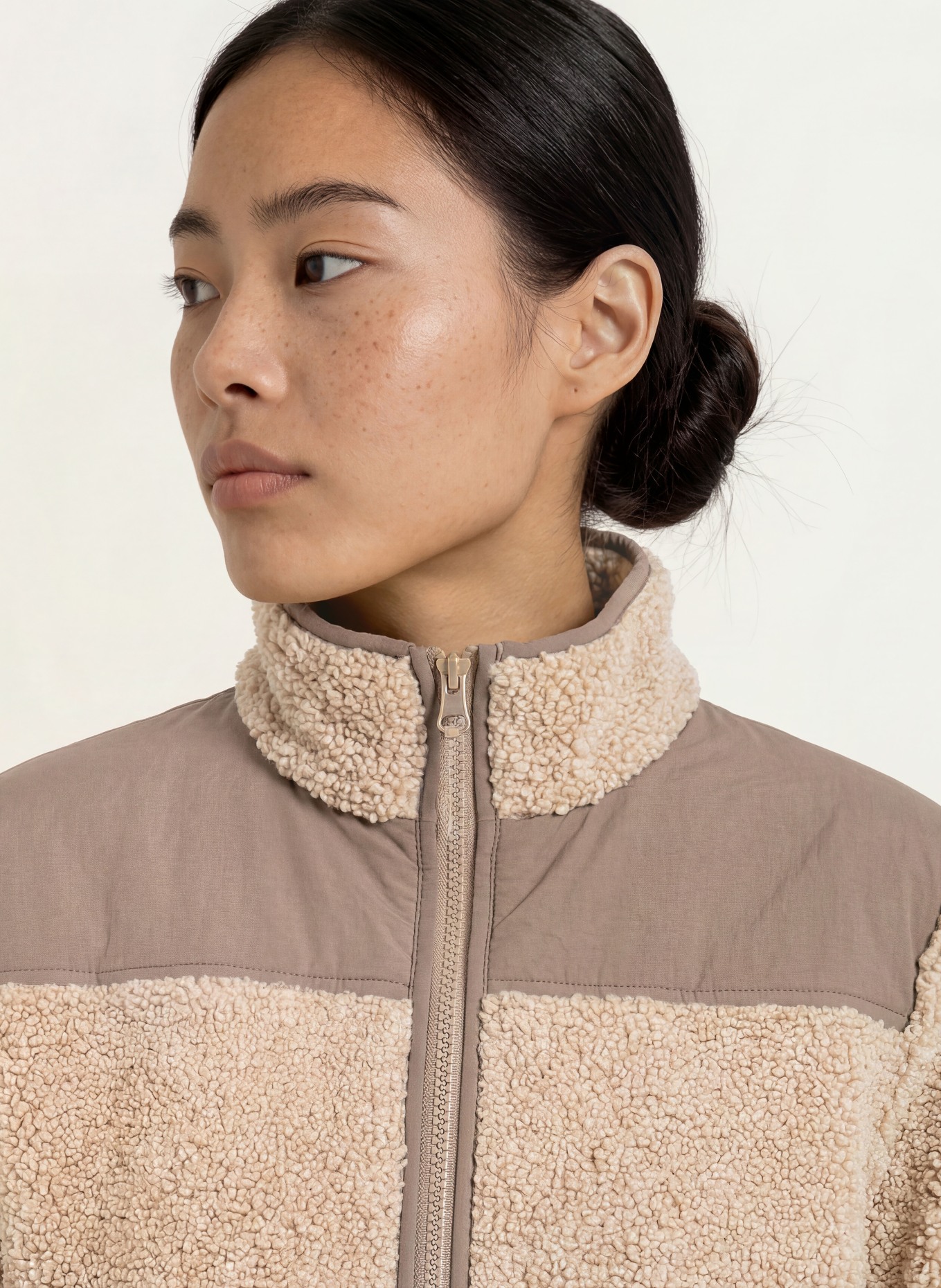 MOS MOSH Teddy Fur Jacket MMELISA ELI: BEIGE / TAUPE