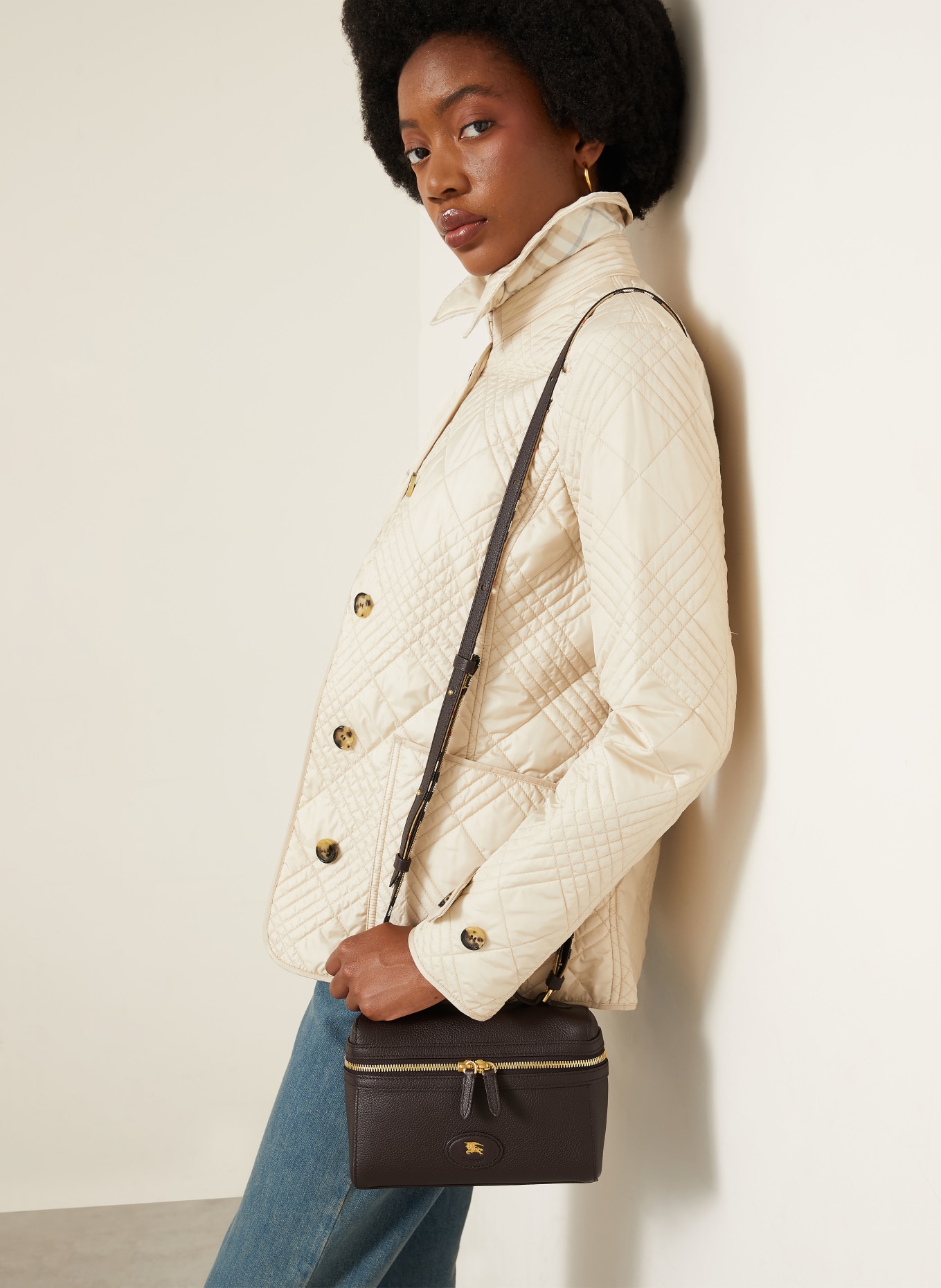 BURBERRY Umhängetasche BLOOMSBURY: DUNKELBRAUN / BEIGE / WEISS