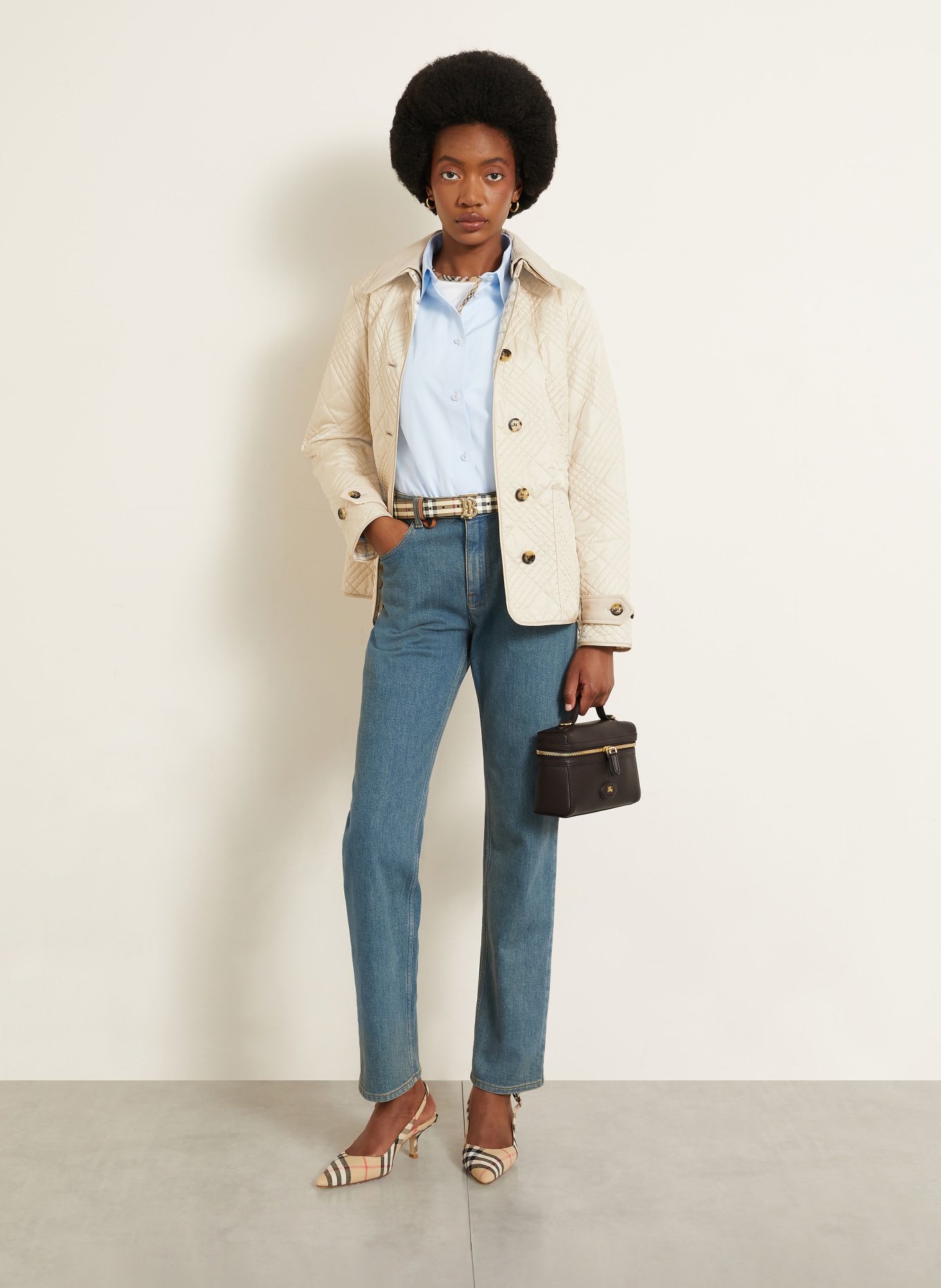 BURBERRY Umhängetasche BLOOMSBURY: DUNKELBRAUN / BEIGE / WEISS