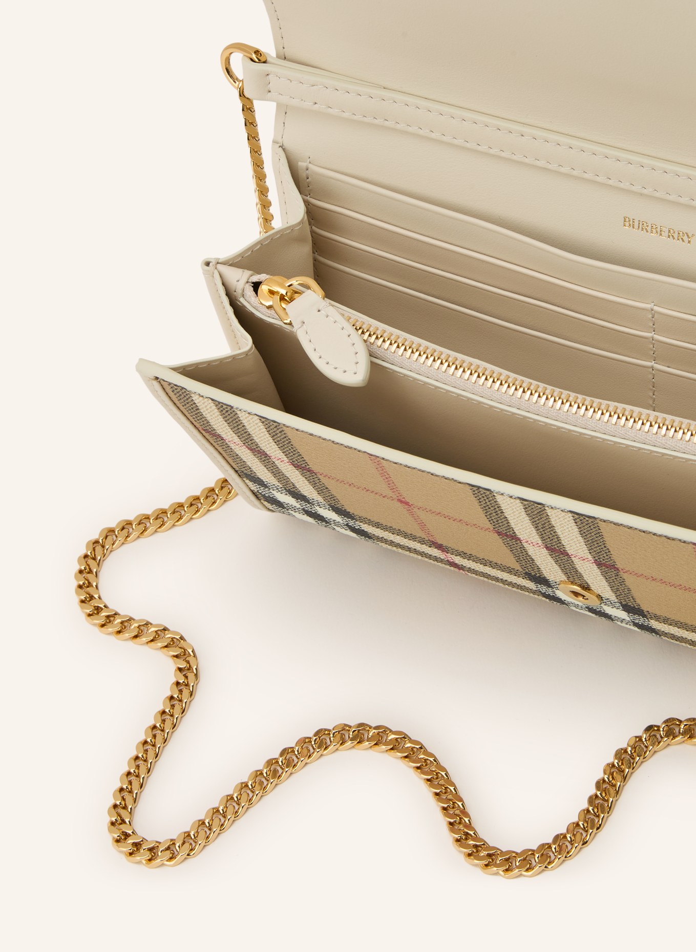 BURBERRY Wallet on Chain HANNAH: BEIGE / GOLD / DUNKELROT