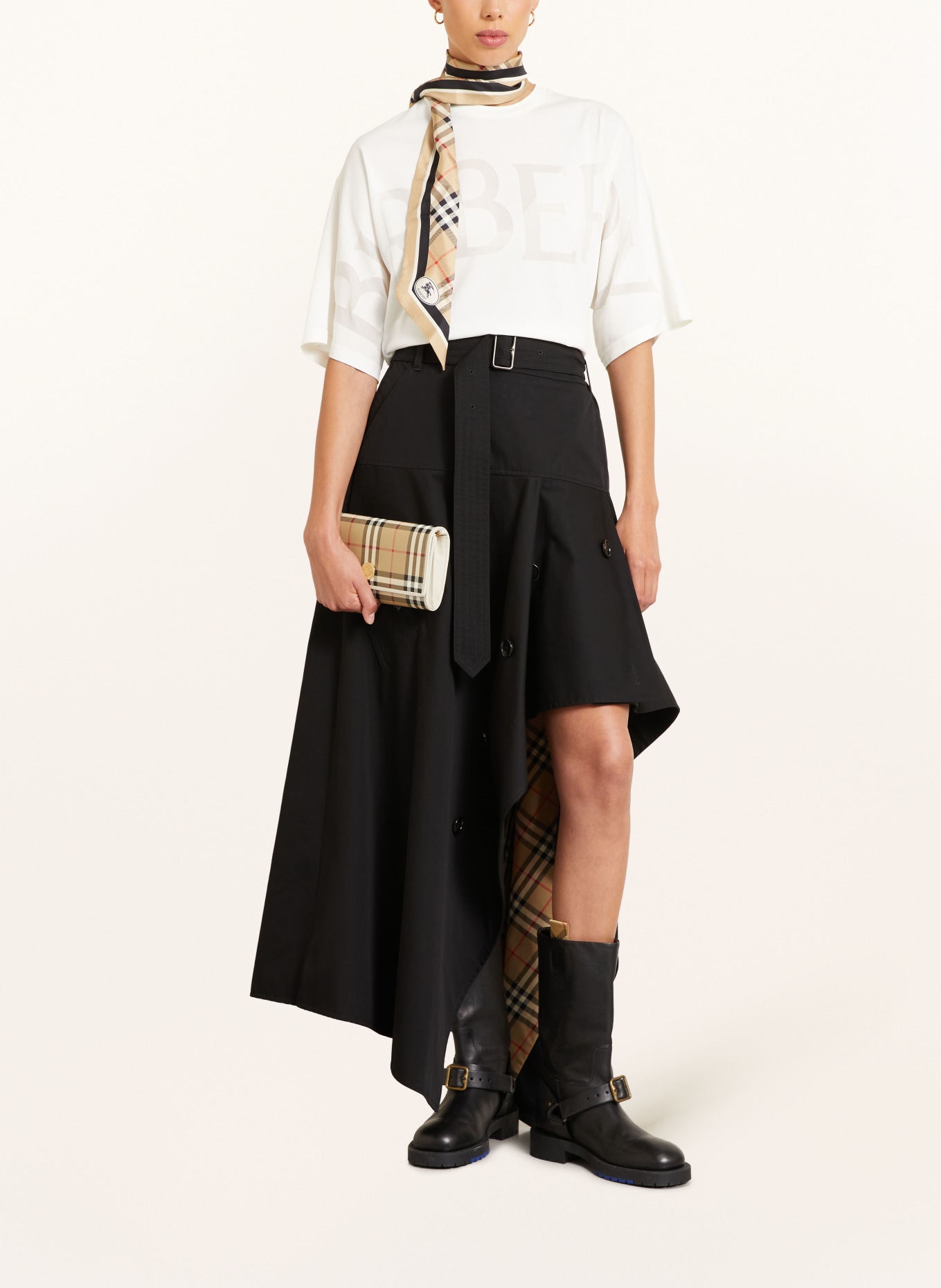 BURBERRY Portemonnee aan ketting HANNAH: BEIGE / GOUD / DONKERROOD