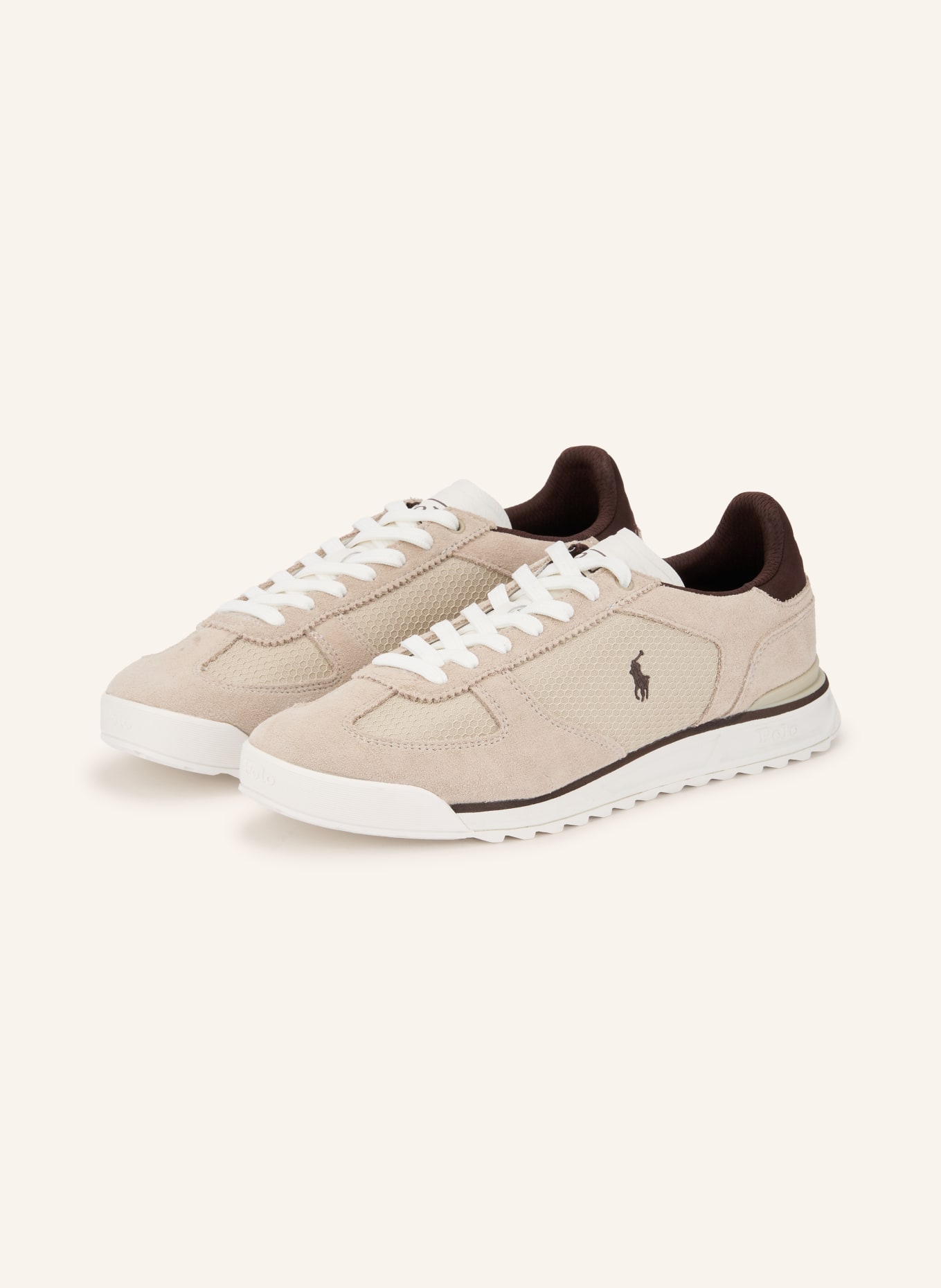 POLO RALPH LAUREN baskets: BEIGE / MARRON FONCÉ / BLANC