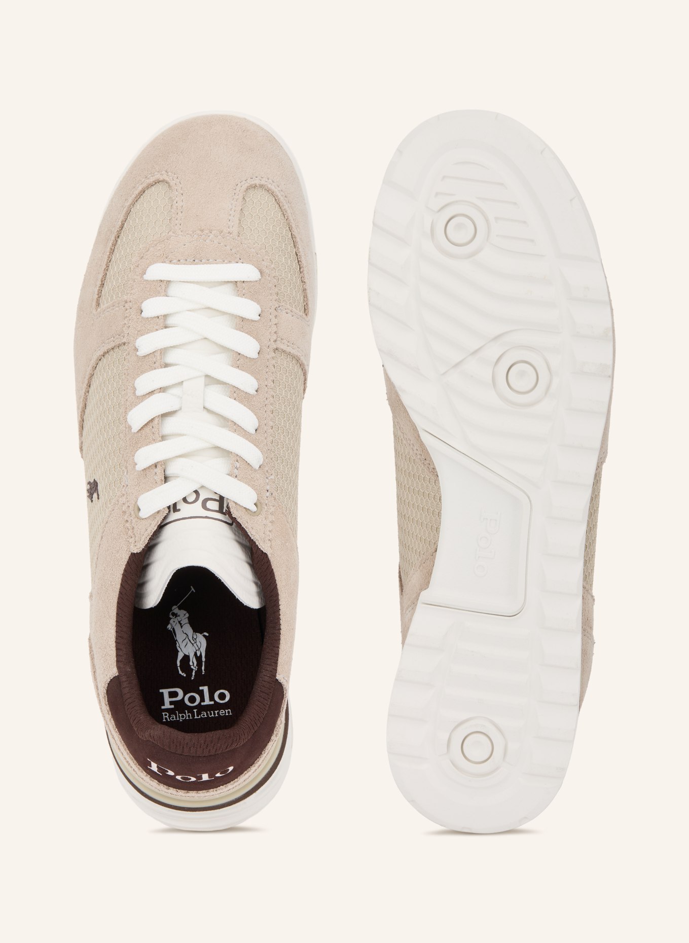 POLO RALPH LAUREN baskets: BEIGE / MARRON FONCÉ / BLANC