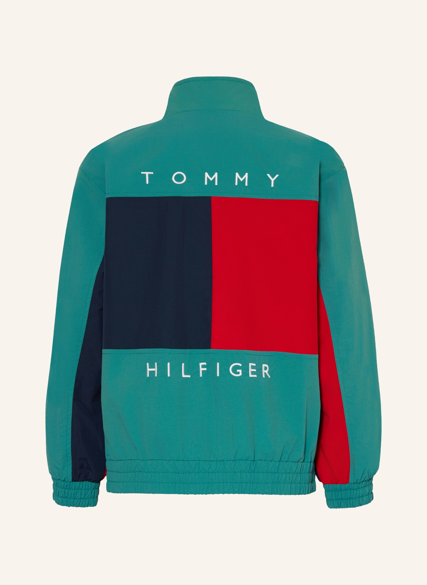 TOMMY HILFIGER Jacke: GRÜN / ROT / DUNKELBLAU