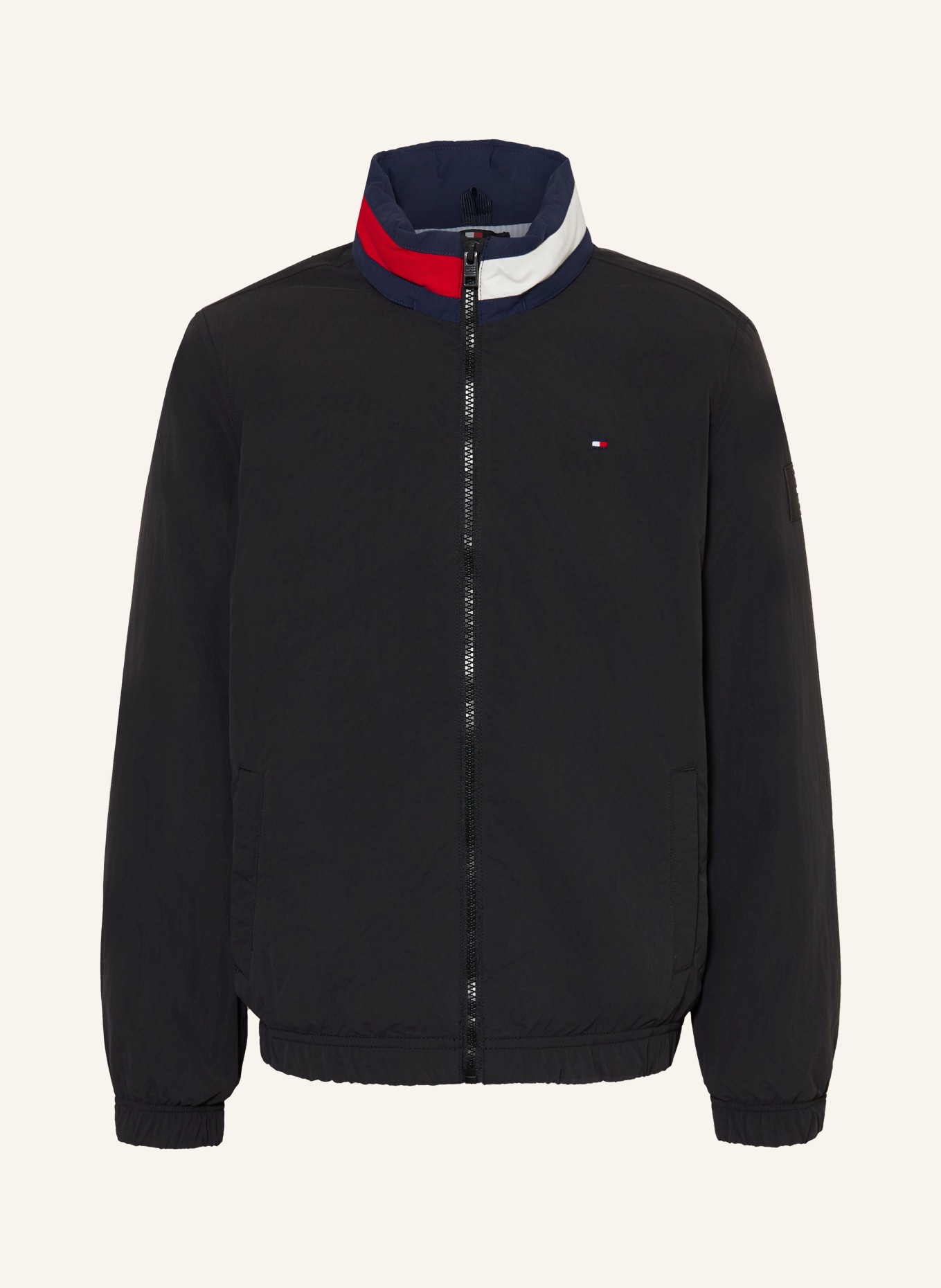 TOMMY HILFIGER Blouson: SCHWARZ / ROT / DUNKELBLAU