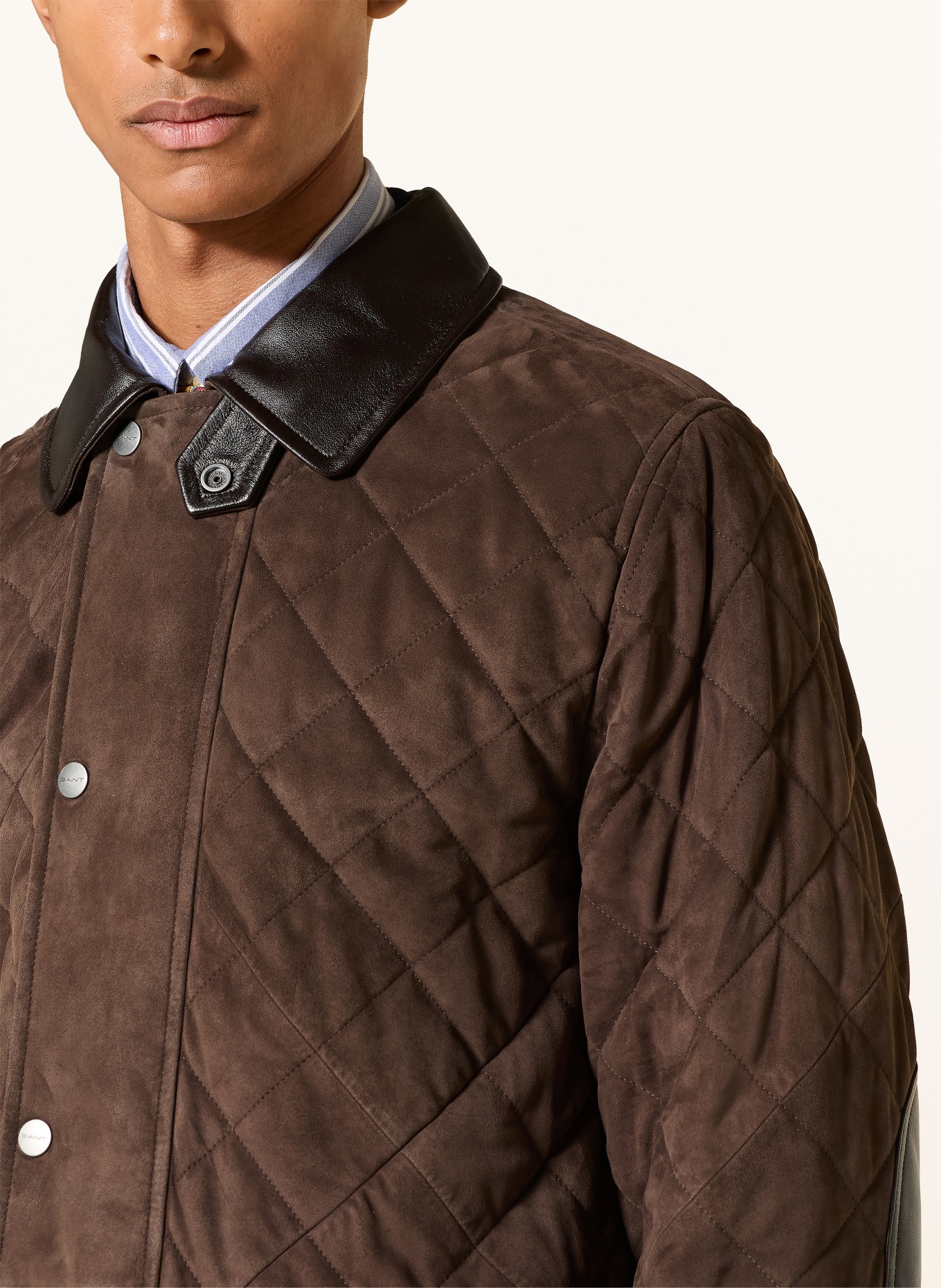 GANT Leather jacket: DARK BROWN