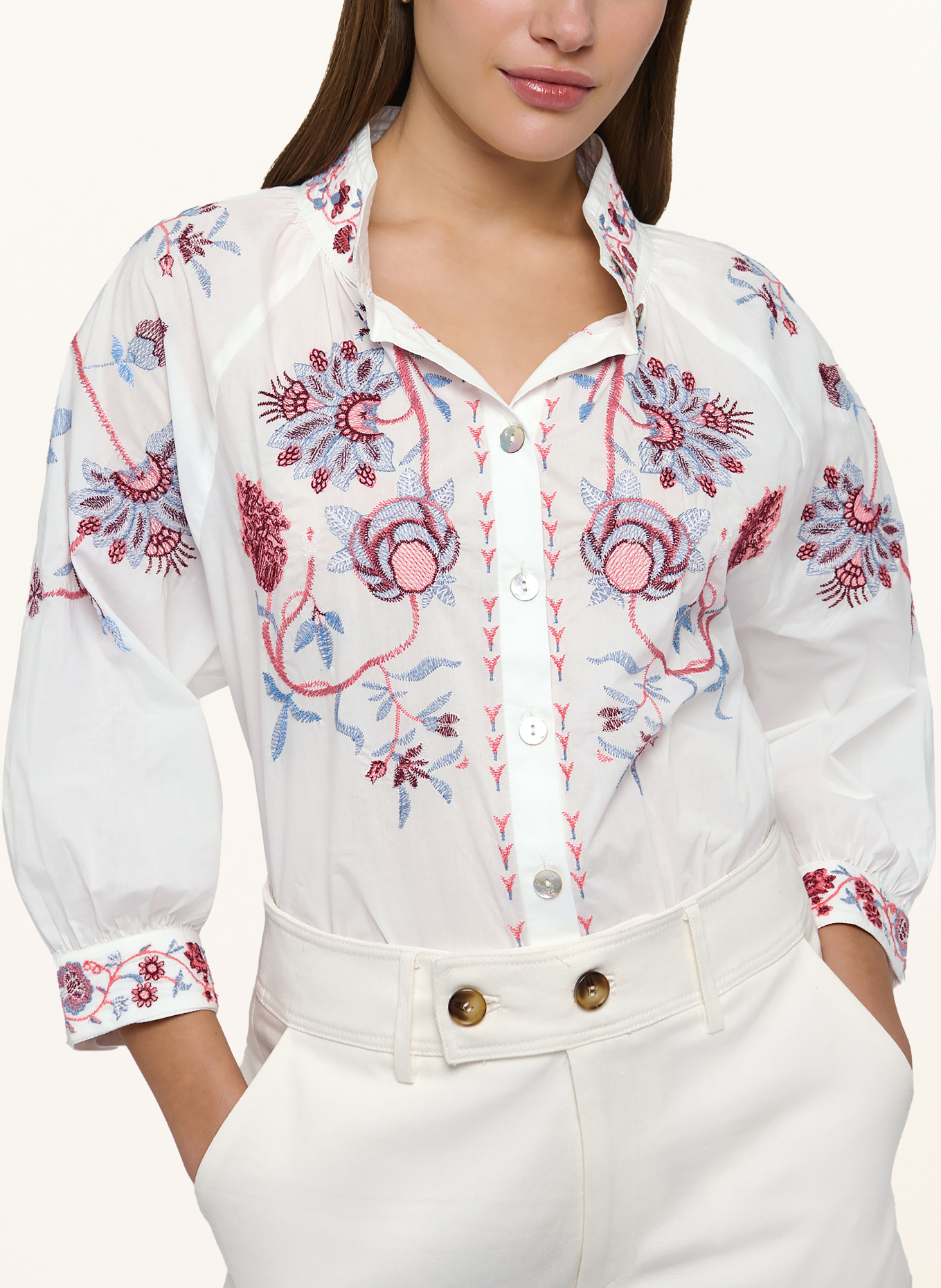 dea kudibal Blouse EMIDEA: BLANC / ROUGE CLAIR / BLEU CLAIR