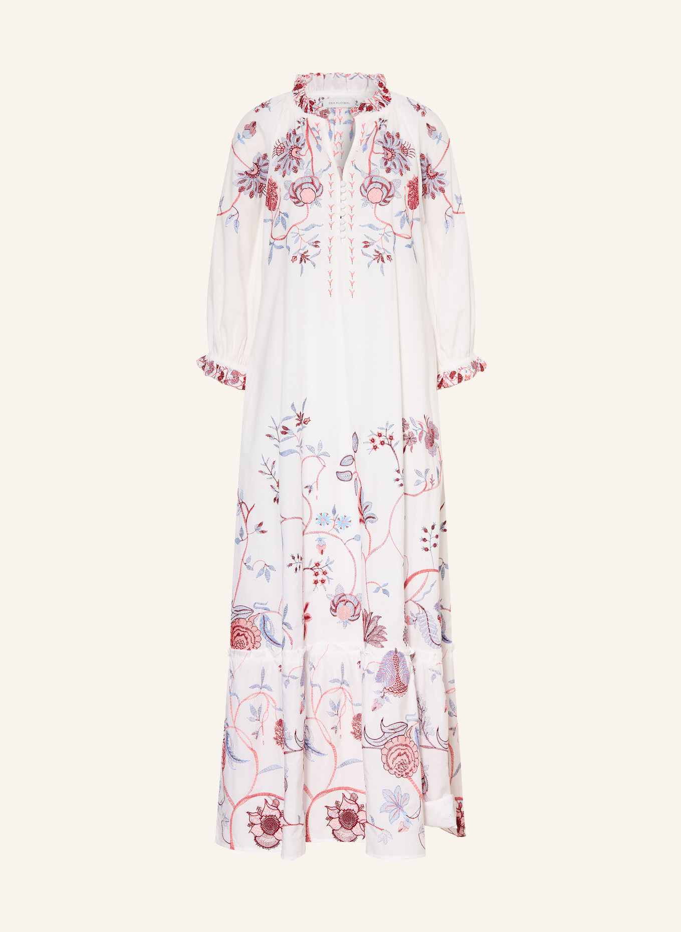dea kudibal TUSNELDADEA Dress with 3/4-Sleeve: WHITE / LIGHT RED / LIGHT BLUE