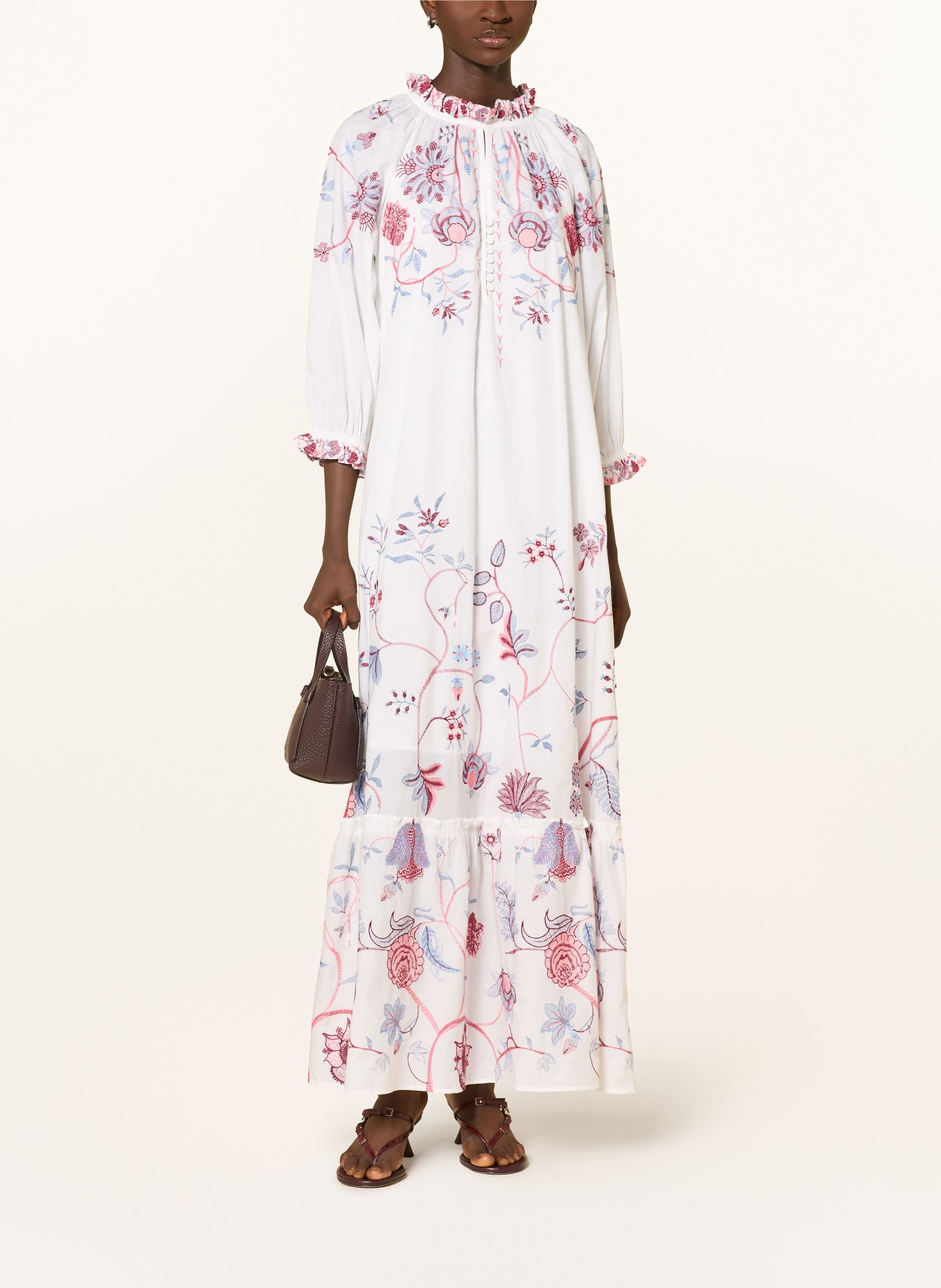 dea kudibal TUSNELDADEA Dress with 3/4-Sleeve: WHITE / LIGHT RED / LIGHT BLUE