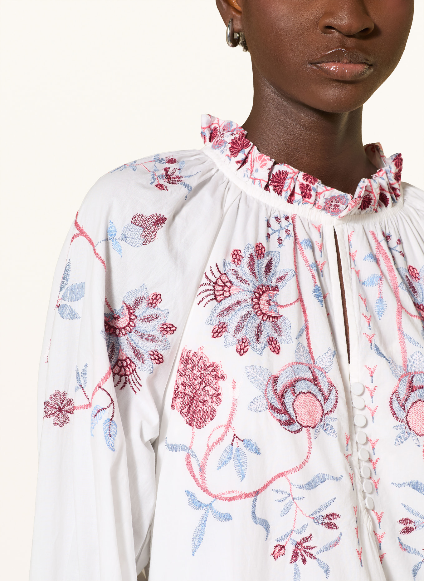 dea kudibal TUSNELDADEA Dress with 3/4-Sleeve: WHITE / LIGHT RED / LIGHT BLUE