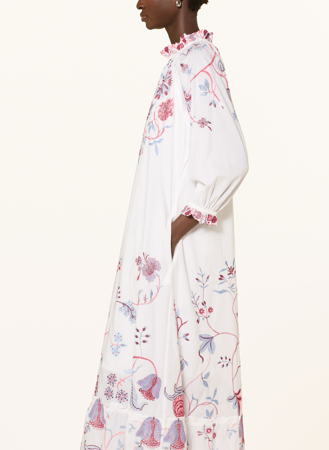 dea kudibal TUSNELDADEA Dress with 3/4-Sleeve: WHITE / LIGHT RED / LIGHT BLUE