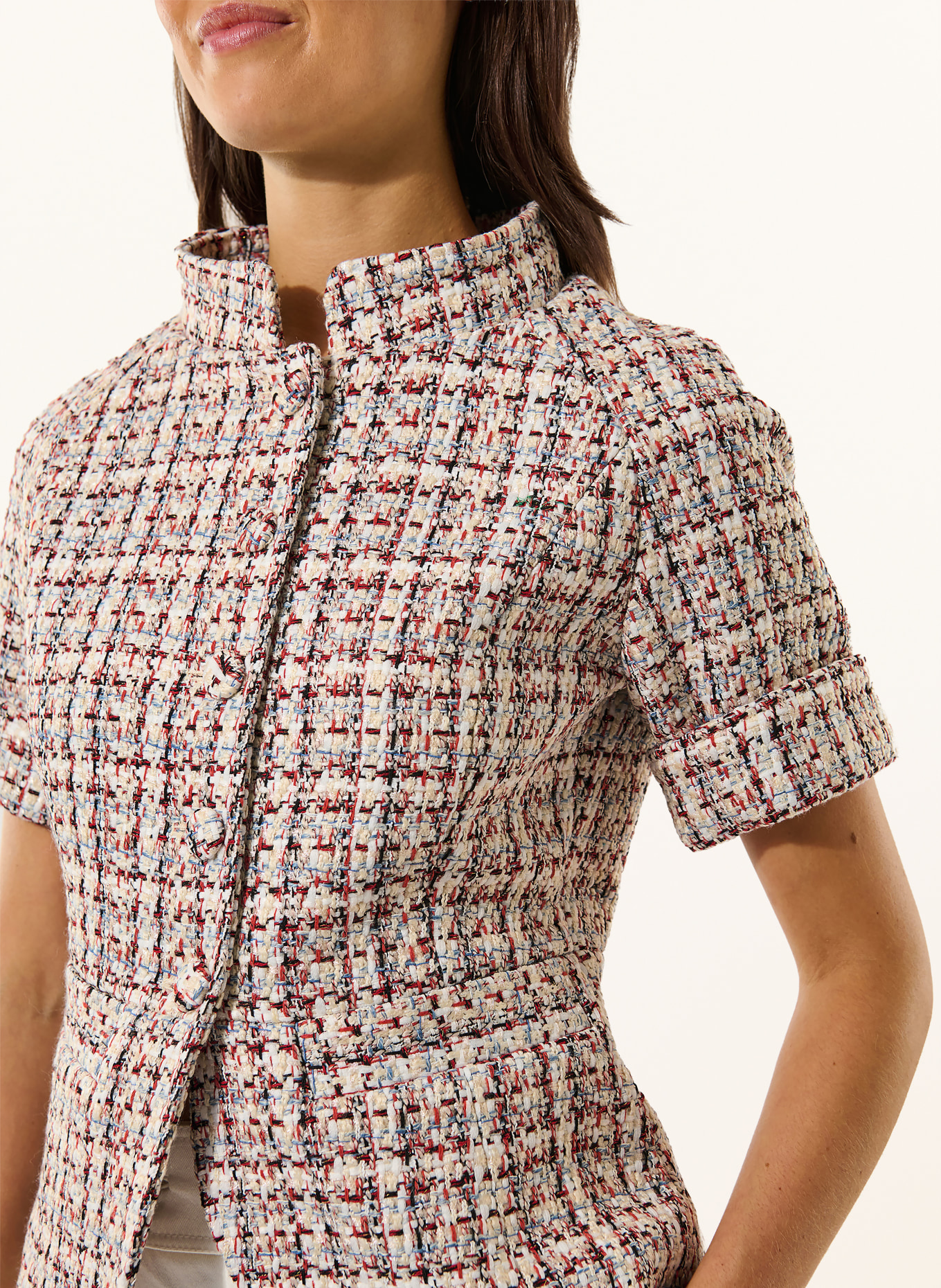 dea kudibal AGUSTINADEA Boxy jacket in Tweed: WHITE / ORANGE / BLACK