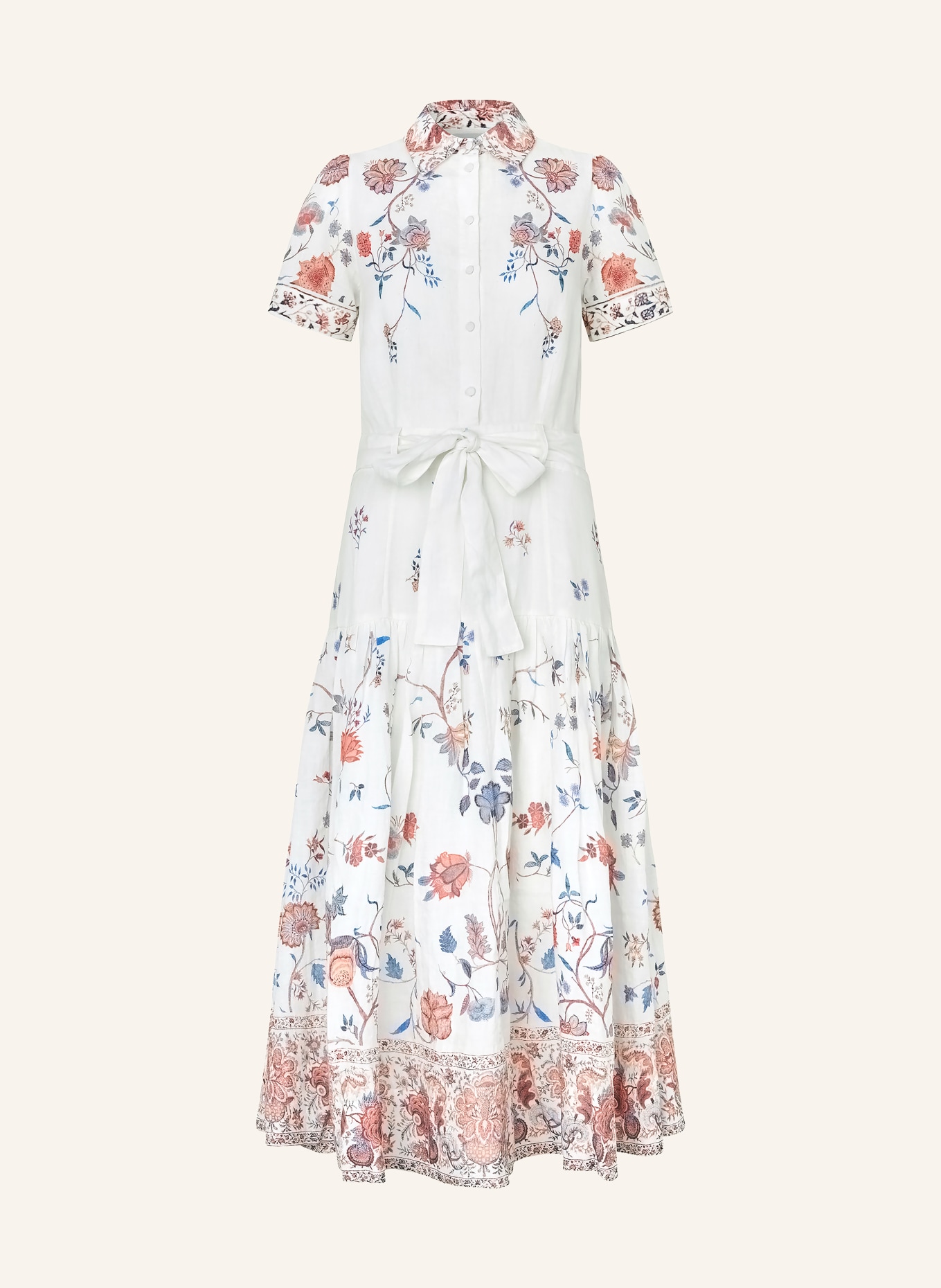 dea kudibal LUNADEA linen shirt dress: WHITE / RED / BLUE