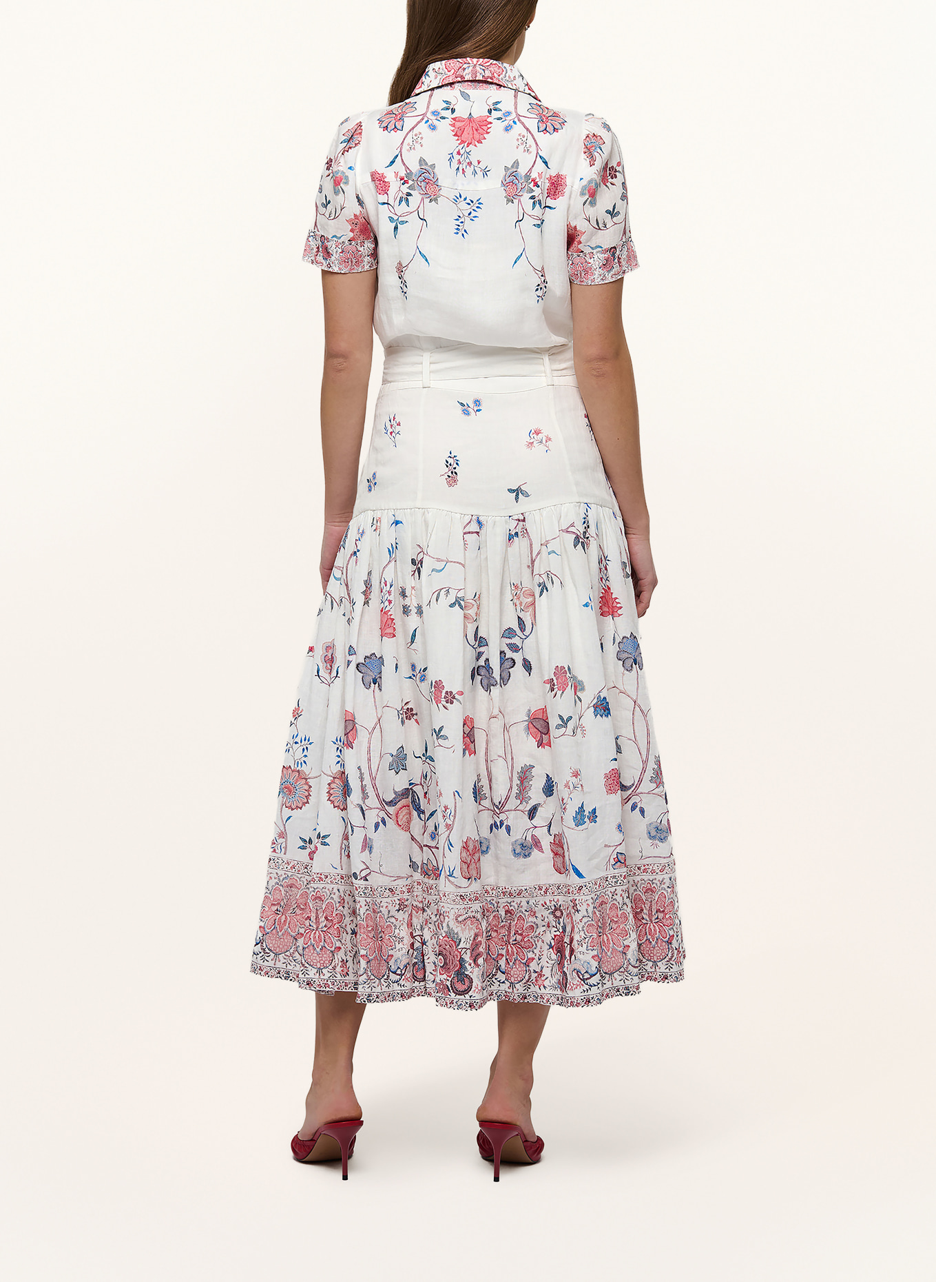 dea kudibal LUNADEA linen shirt dress: WHITE / RED / BLUE