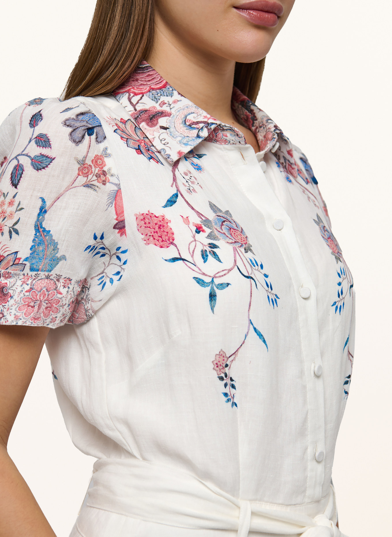 dea kudibal LUNADEA linen shirt dress: WHITE / RED / BLUE