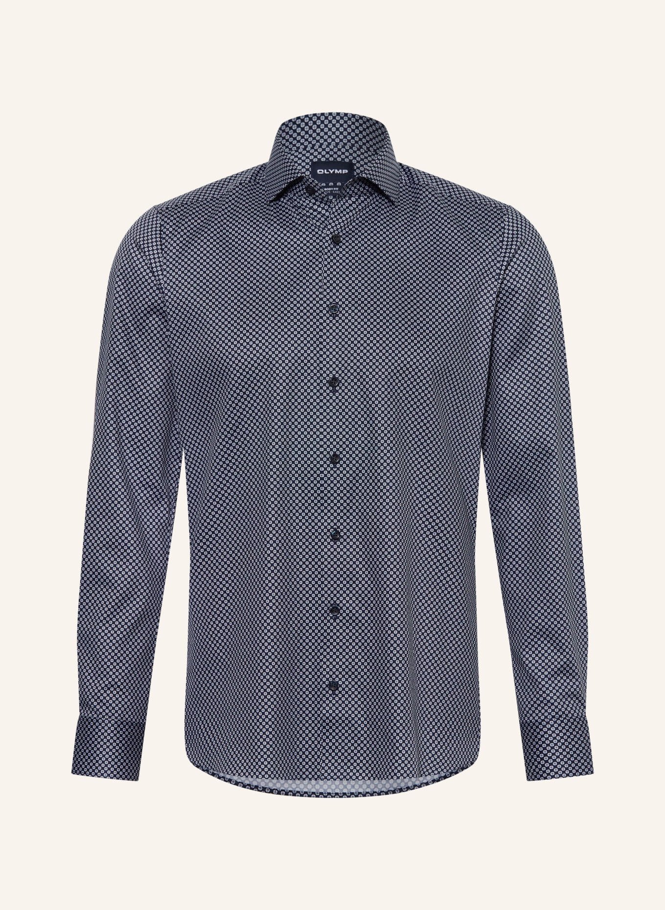 OLYMP Chemise Level Five coupe ajustée: BLEU FONCÉ / VERT / BLANC