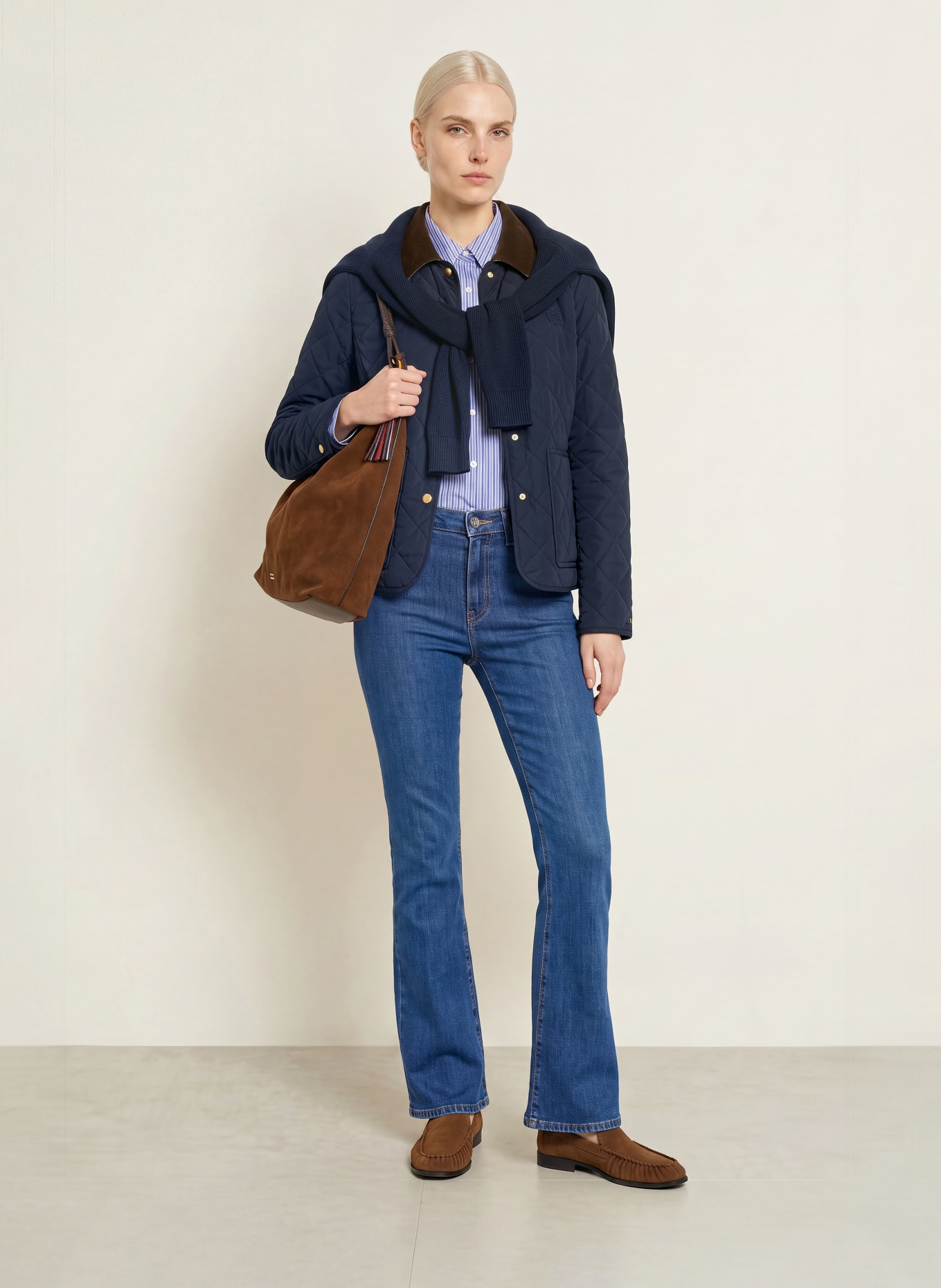 TOMMY HILFIGER Overhemdblouse: LICHTBLAUW / DONKERBLAUW / WIT
