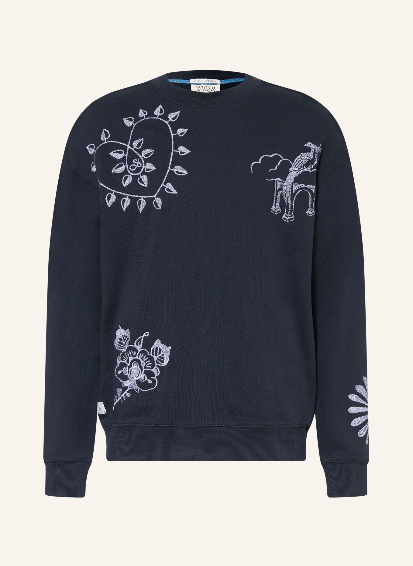 SCOTCH & SODA Sweatshirt: MØRKEBLÅ / BLÅ / HVID