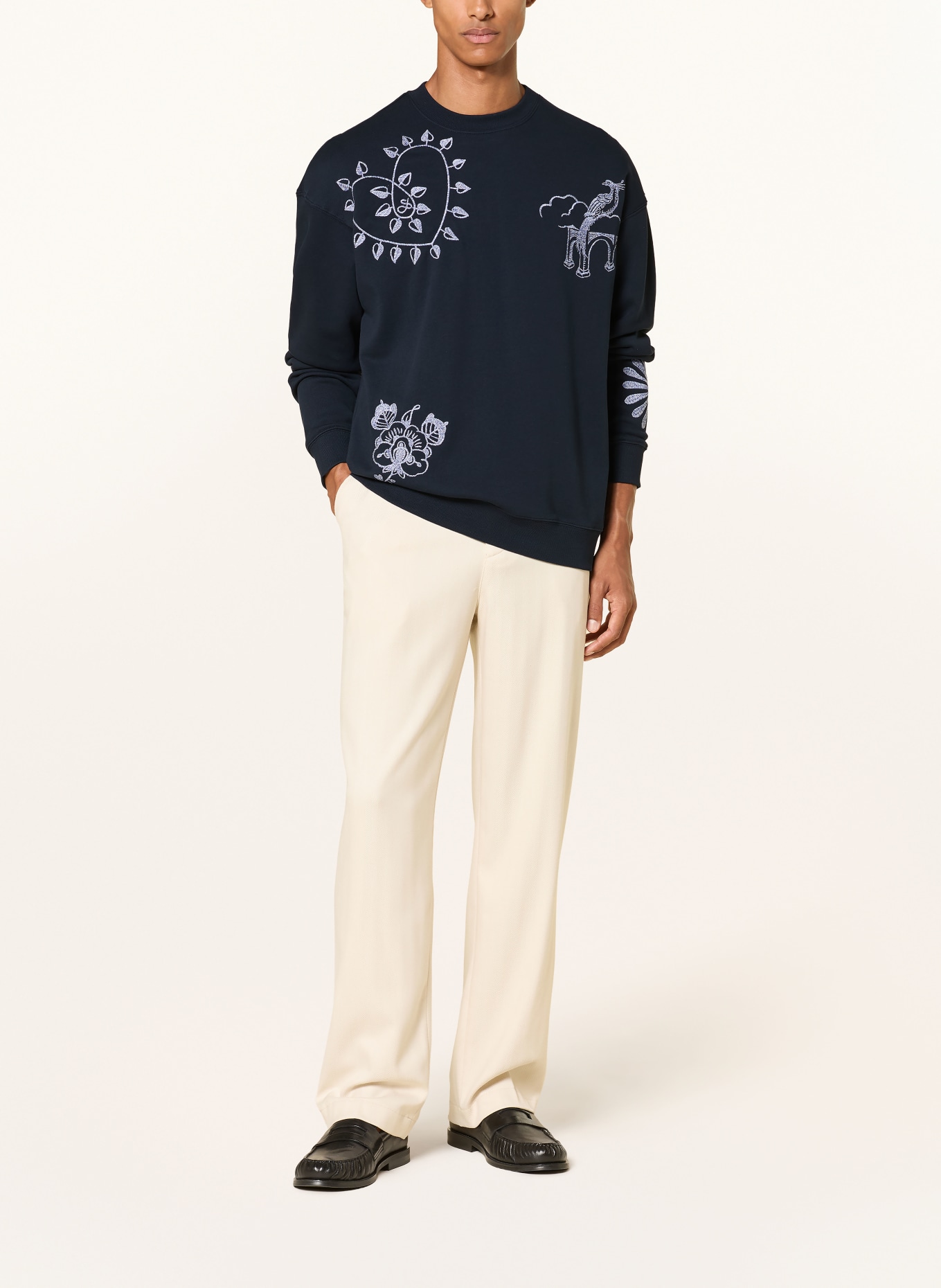 SCOTCH & SODA Sweatshirt: MØRKEBLÅ / BLÅ / HVID